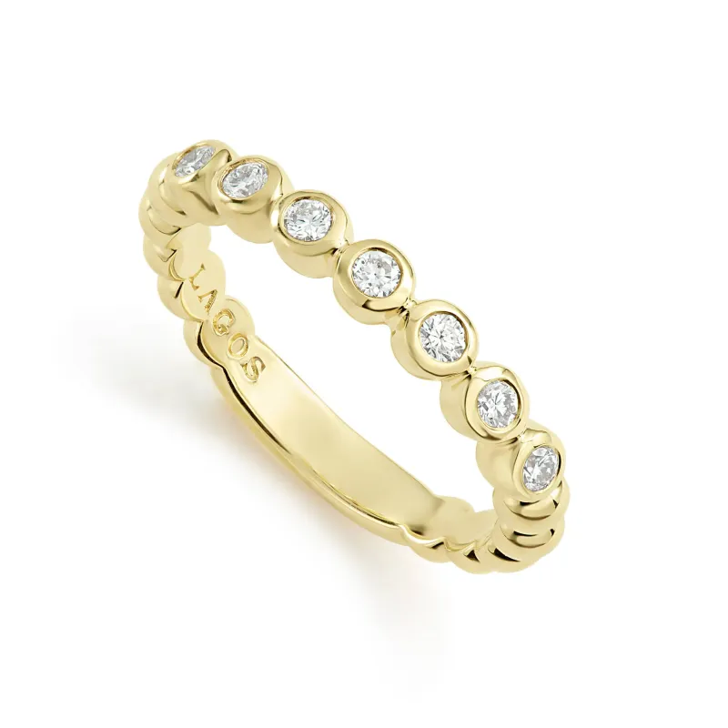 Caviar Gold 18K Gold and Diamond Stacking Ring sold by LAGOS