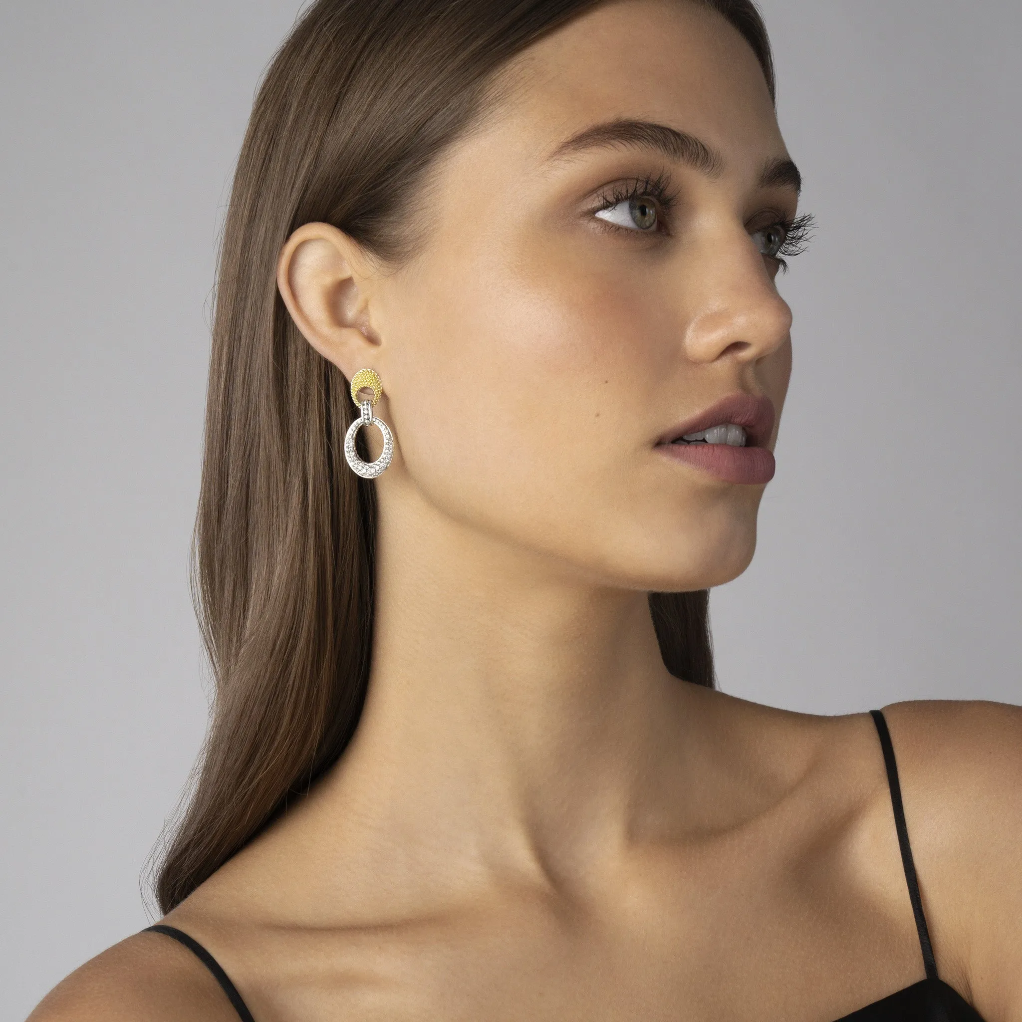 Caviar Lux Caviar Oval Diamond Drop Earrings sold by LAGOS product image thumbnail 2