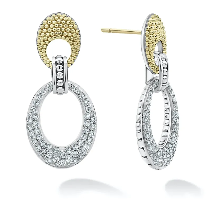 Caviar Lux Caviar Oval Diamond Drop Earrings sold by LAGOS