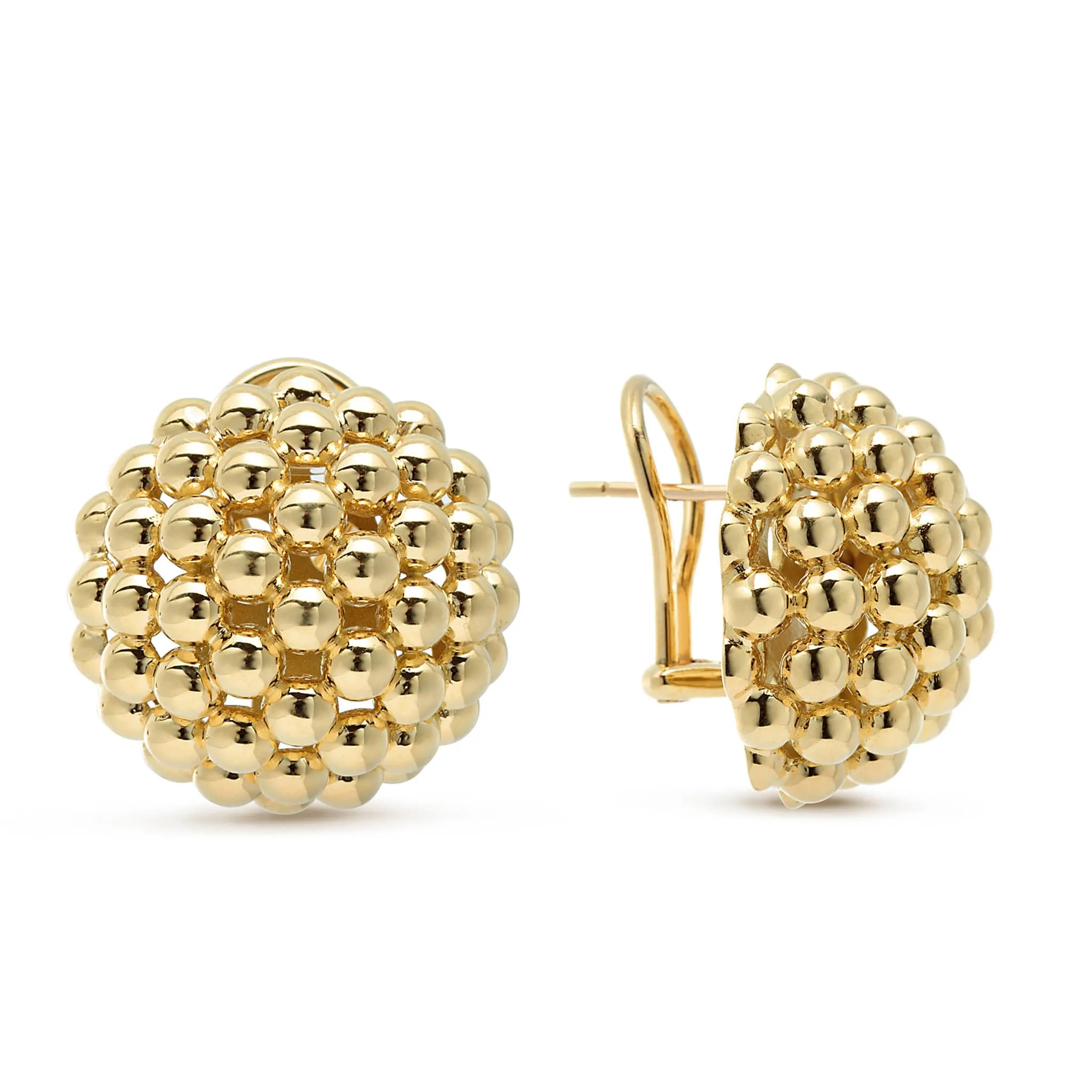 Caviar Gold 18K Gold Beaded Omega Clip Earrings sold by LAGOS