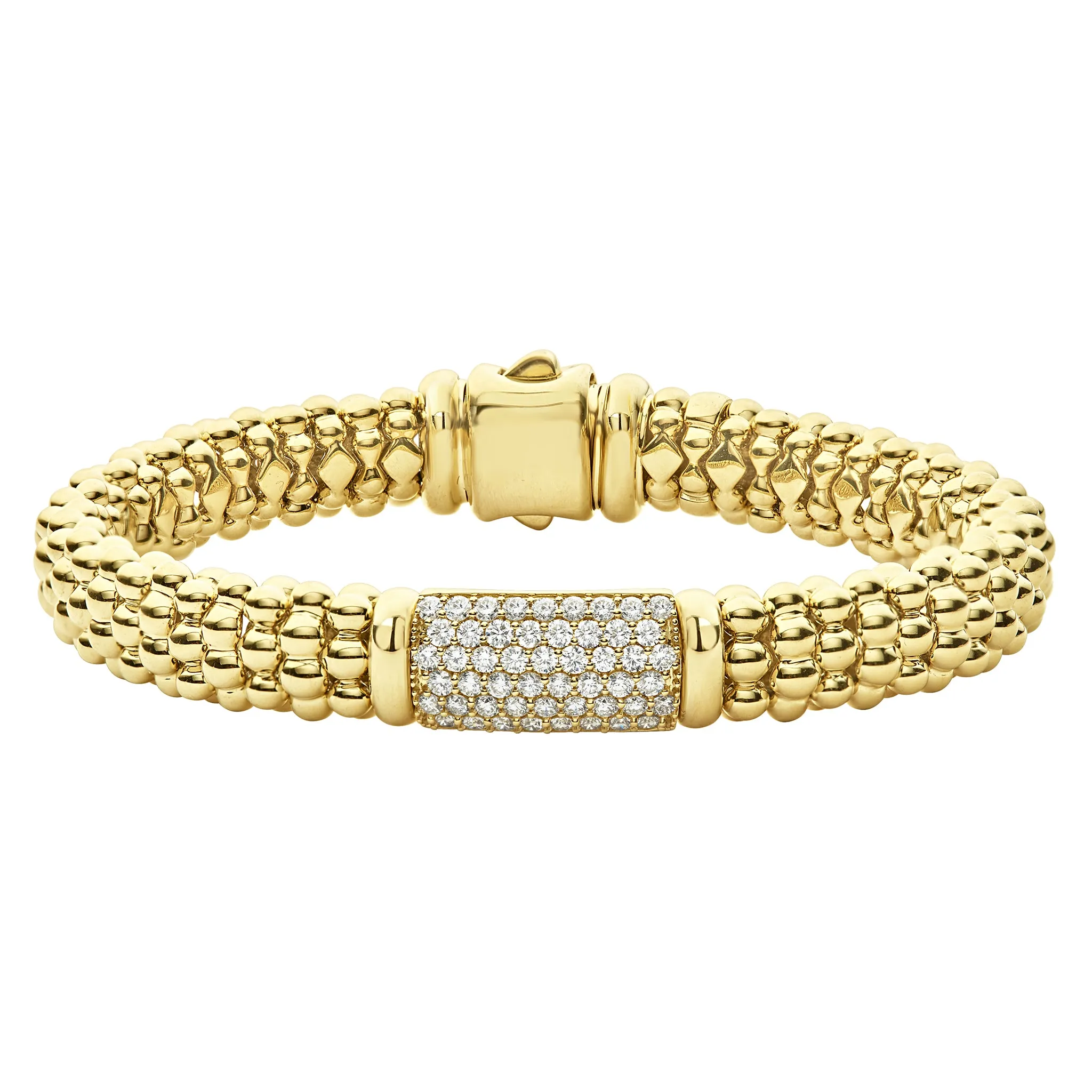 Caviar Gold 18K Gold Diamond Bracelet | 9mm sold by LAGOS