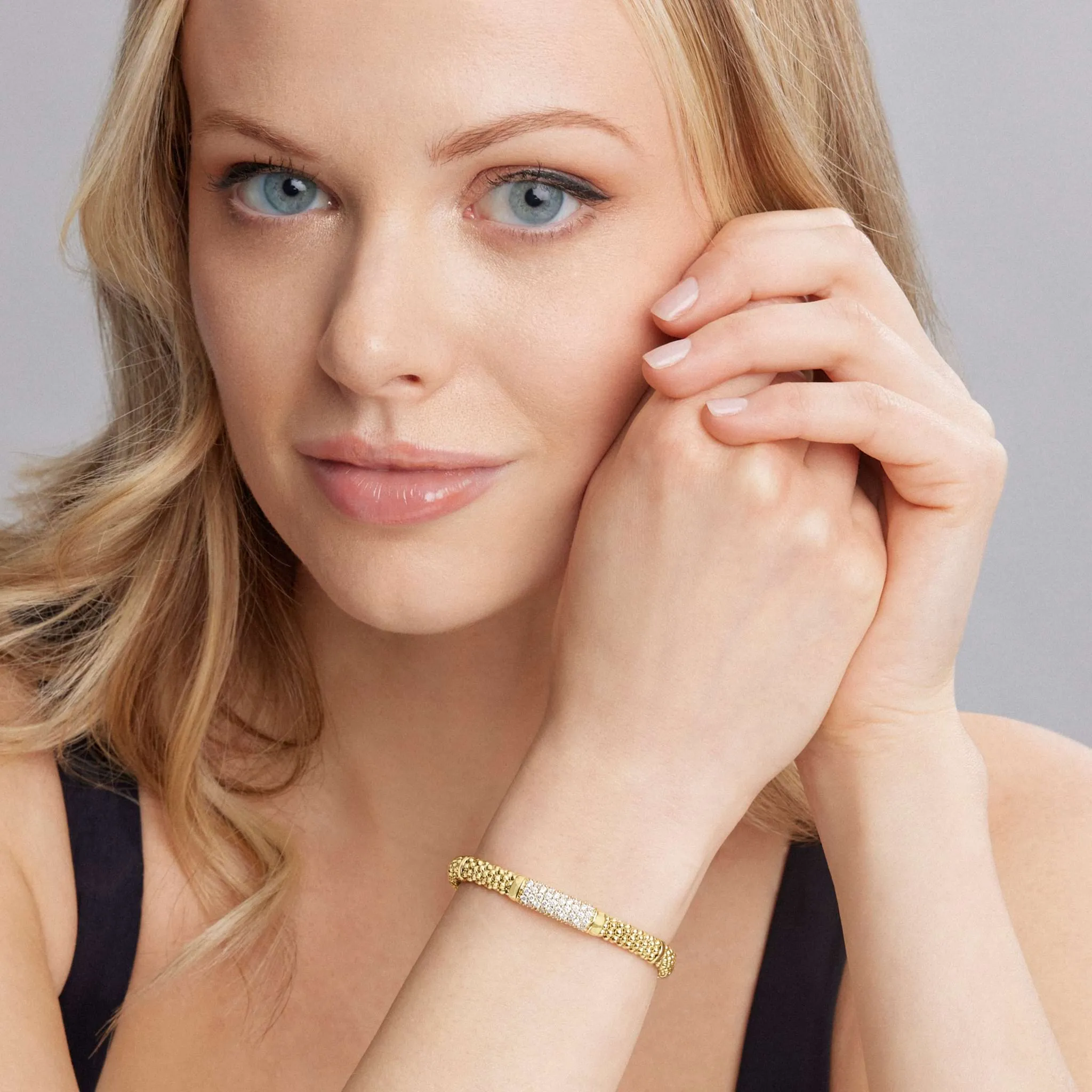 Caviar Gold 18K Gold Diamond Bracelet | 6mm sold by LAGOS product image thumbnail 2