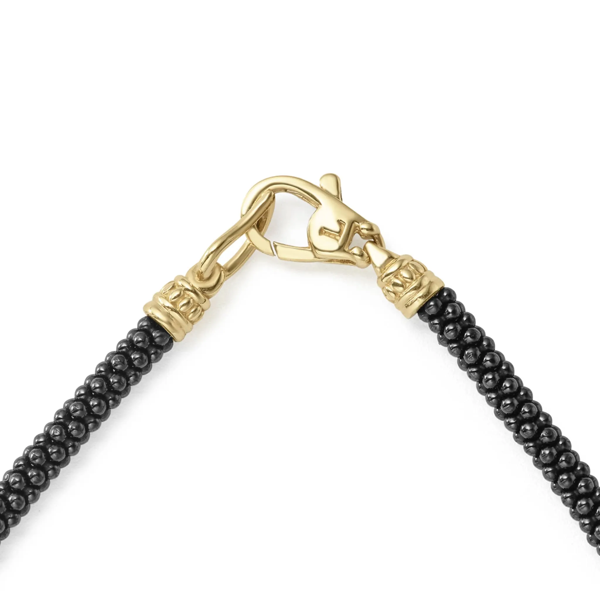 Black Caviar Five Gold Station Thin Ceramic Bracelet | 3mm sold by LAGOS product image thumbnail 4