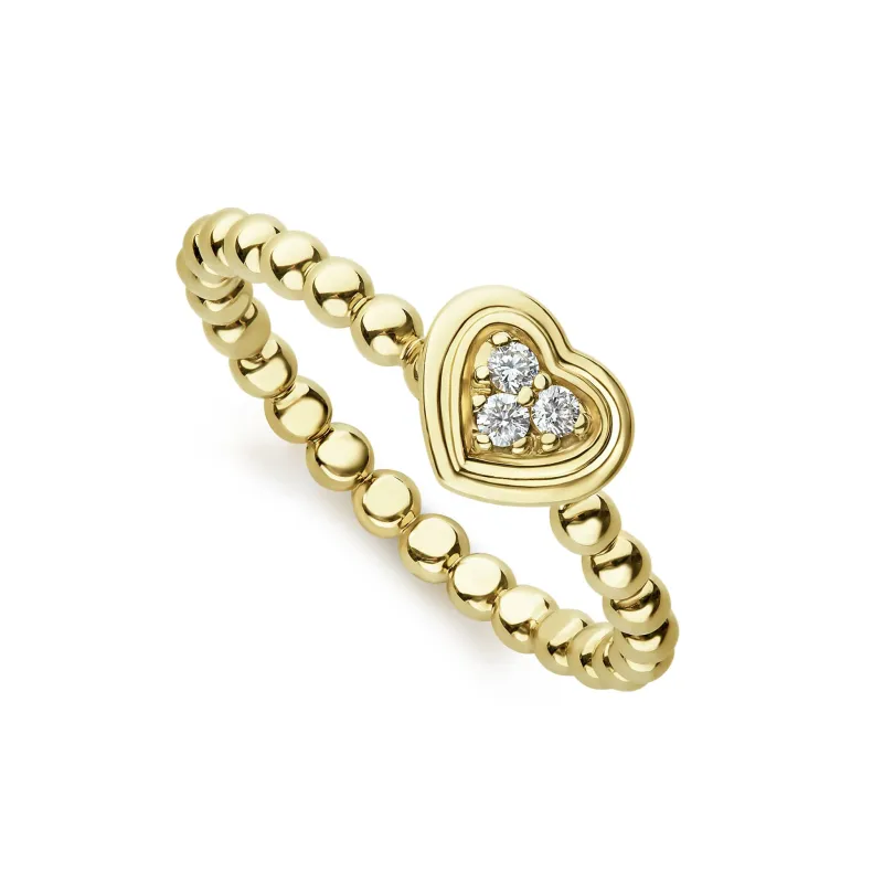 Caviar Gold 18K Gold Heart Diamond Ring sold by LAGOS