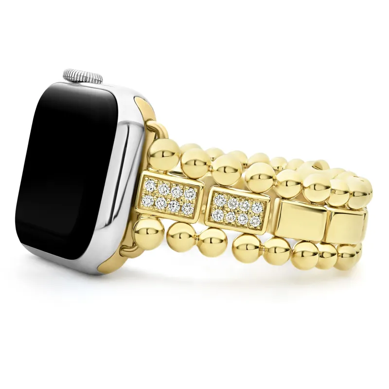 Smart Caviar 18K Gold Half Diamond Watch Bracelet-38-45mm sold by LAGOS