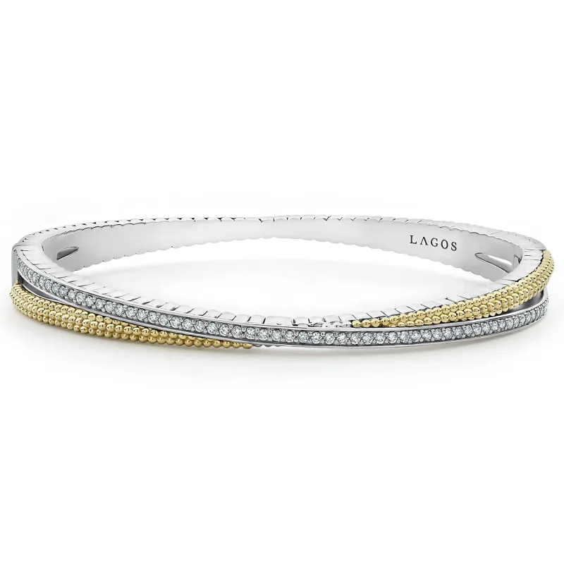 Caviar Lux 18K Gold Caviar and Diamond Bangle sold by LAGOS