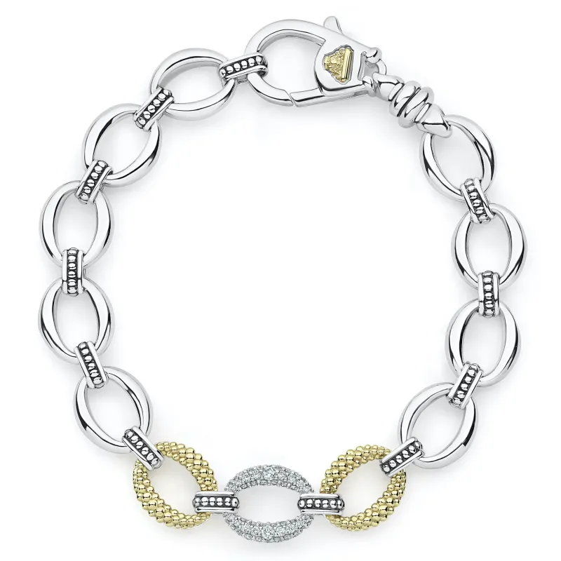 Caviar Lux Single Station Diamond Link Bracelet made by LAGOS
