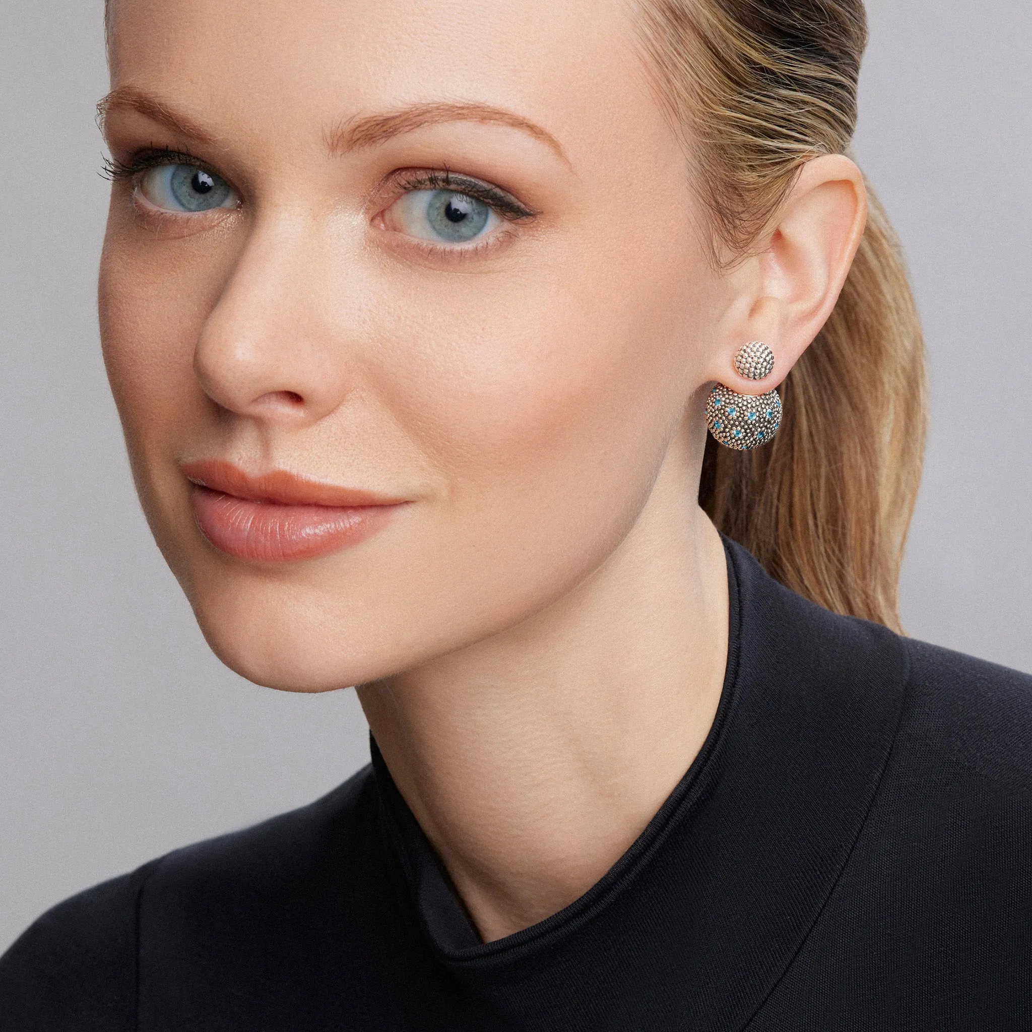 Signature Caviar Swiss Blue Topaz Earring Backs sold by LAGOS product image thumbnail 2