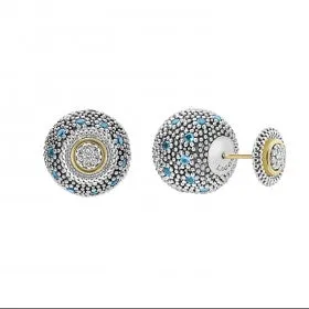 Signature Caviar Swiss Blue Topaz Earring Backs sold by LAGOS product image thumbnail 3