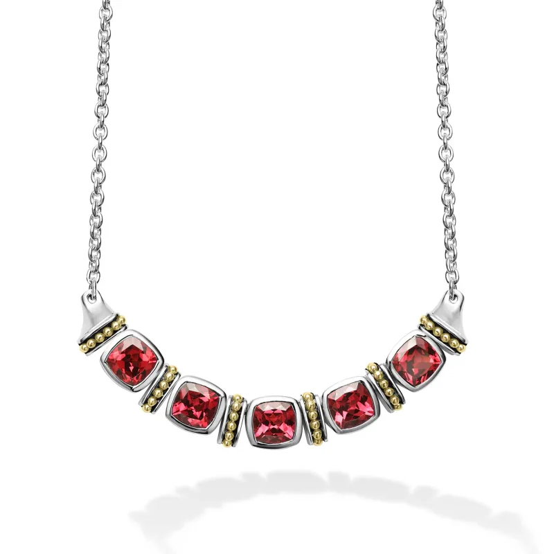 Rittenhouse Rhodolite Garnet Five Station Necklace sold by LAGOS