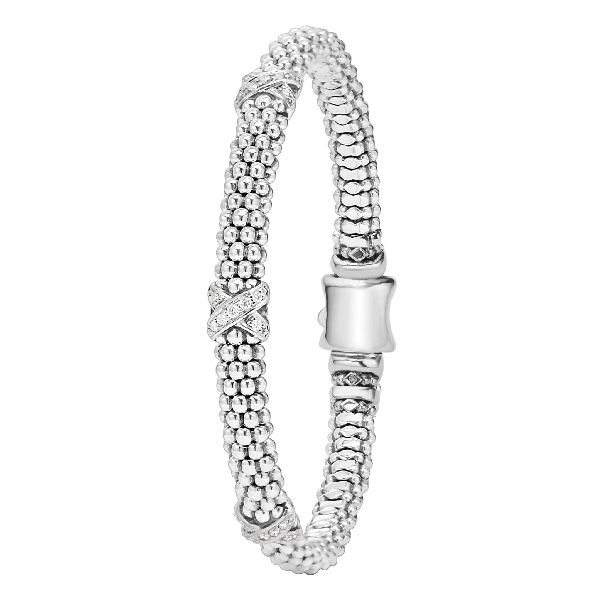 Embrace Three Station Silver X Diamond Bracelet | 6mm sold by LAGOS product image thumbnail 3