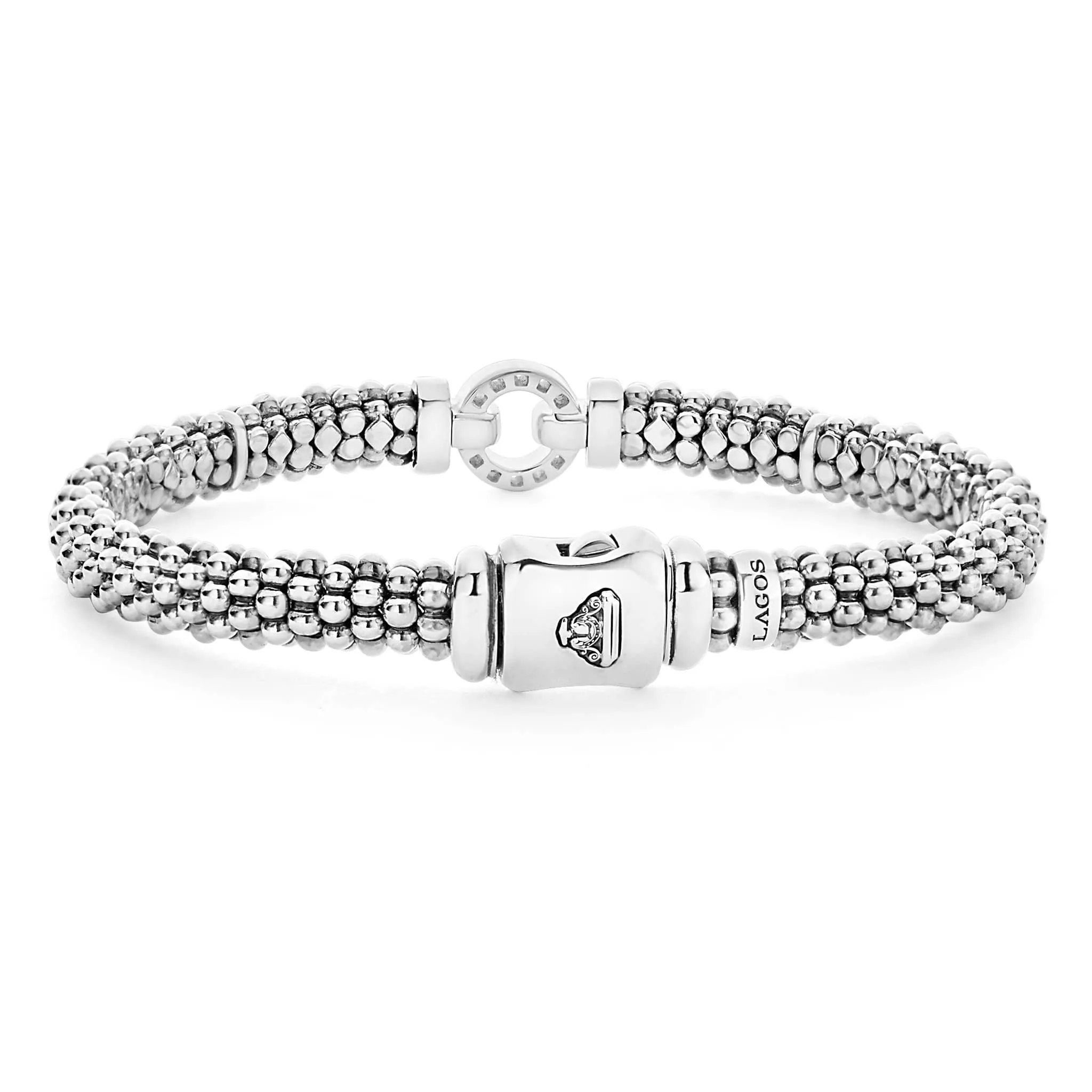 Enso Two-Tone Diamond Circle Caviar Bracelet | 6mm sold by LAGOS product image thumbnail 4