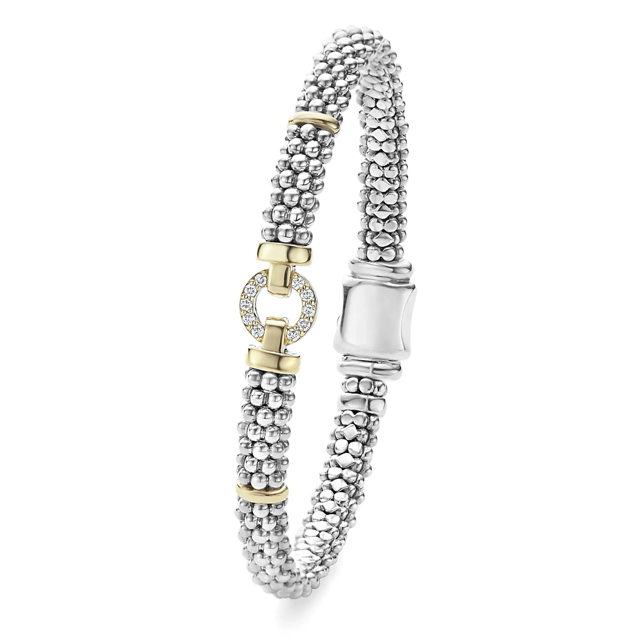 Enso Two-Tone Diamond Circle Caviar Bracelet | 6mm sold by LAGOS product image thumbnail 3