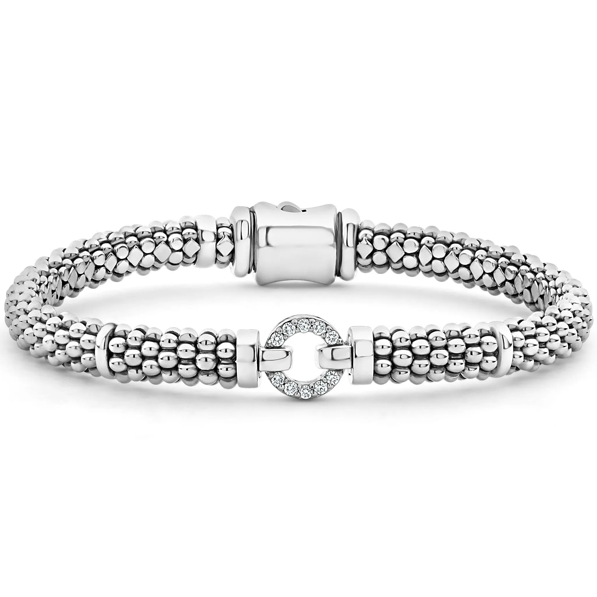 Enso Diamond Circle Caviar Bracelet | 6mm sold by LAGOS