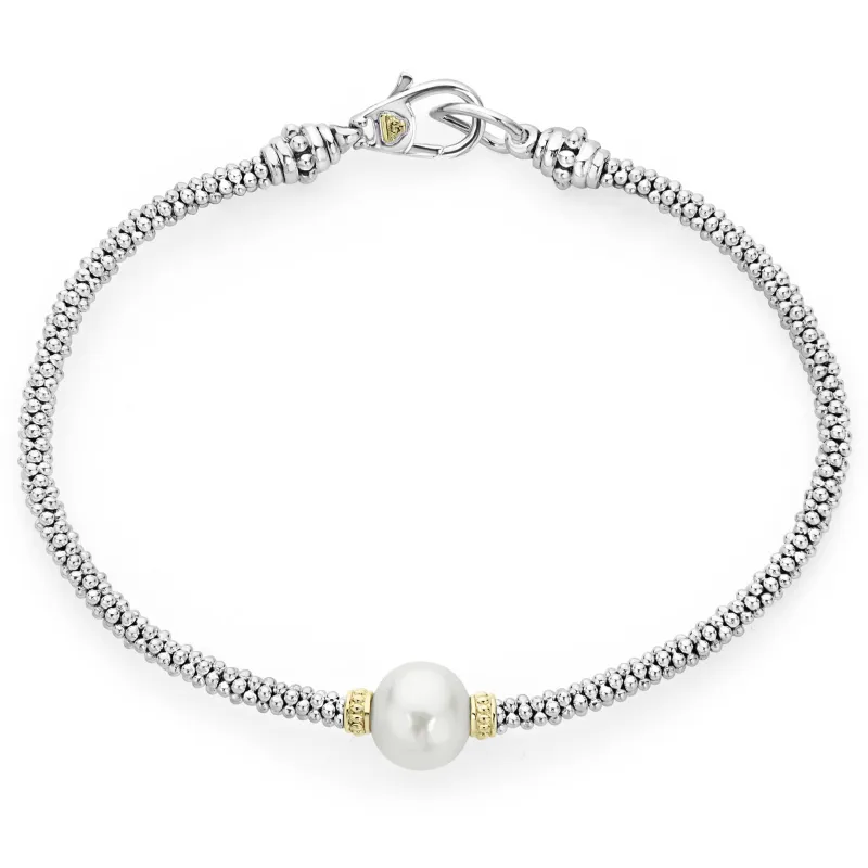 Luna Single Pearl Caviar Bracelet | 3mm sold by LAGOS