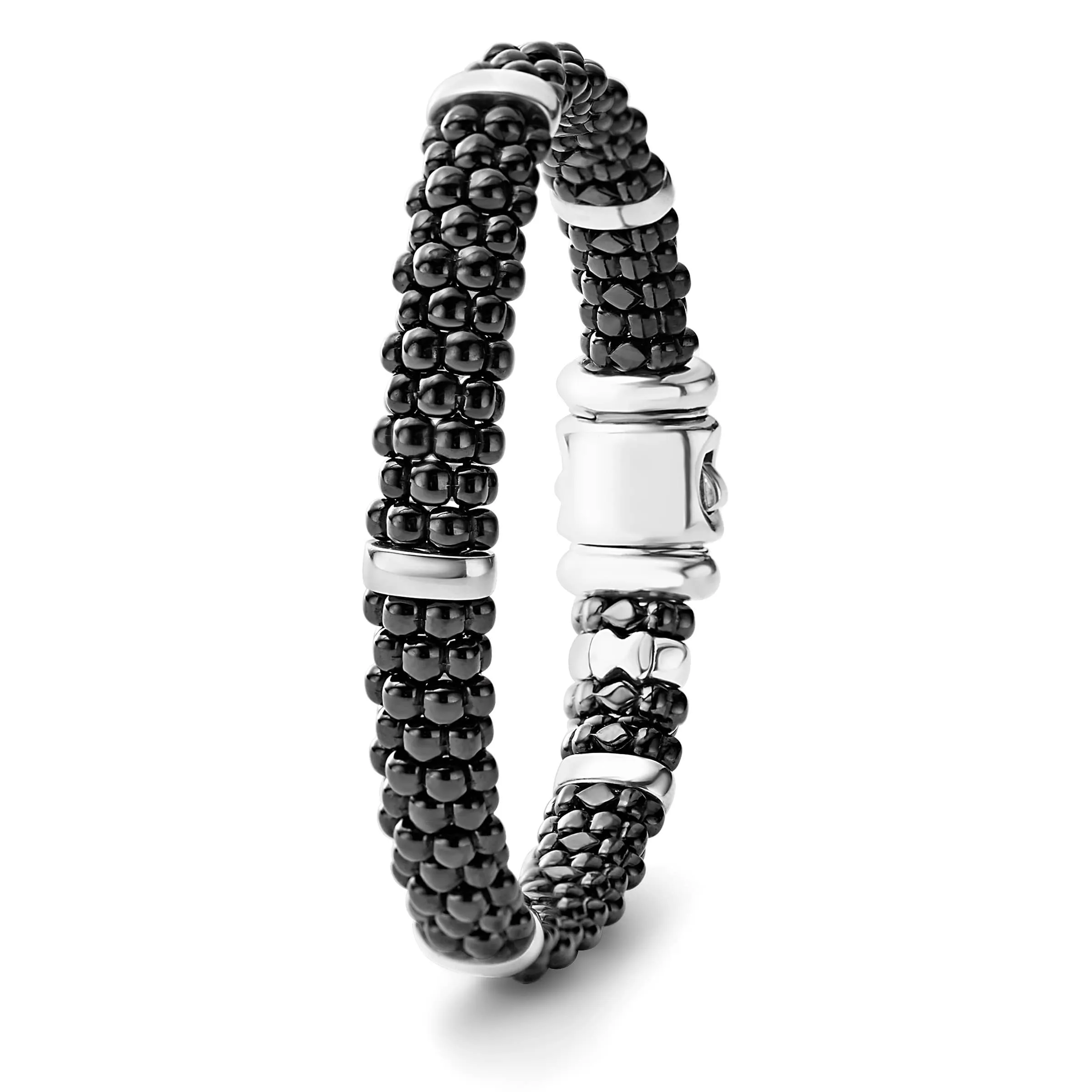 Black Caviar Silver Station Ceramic Caviar Bracelet | 9mm sold by LAGOS product image thumbnail 3