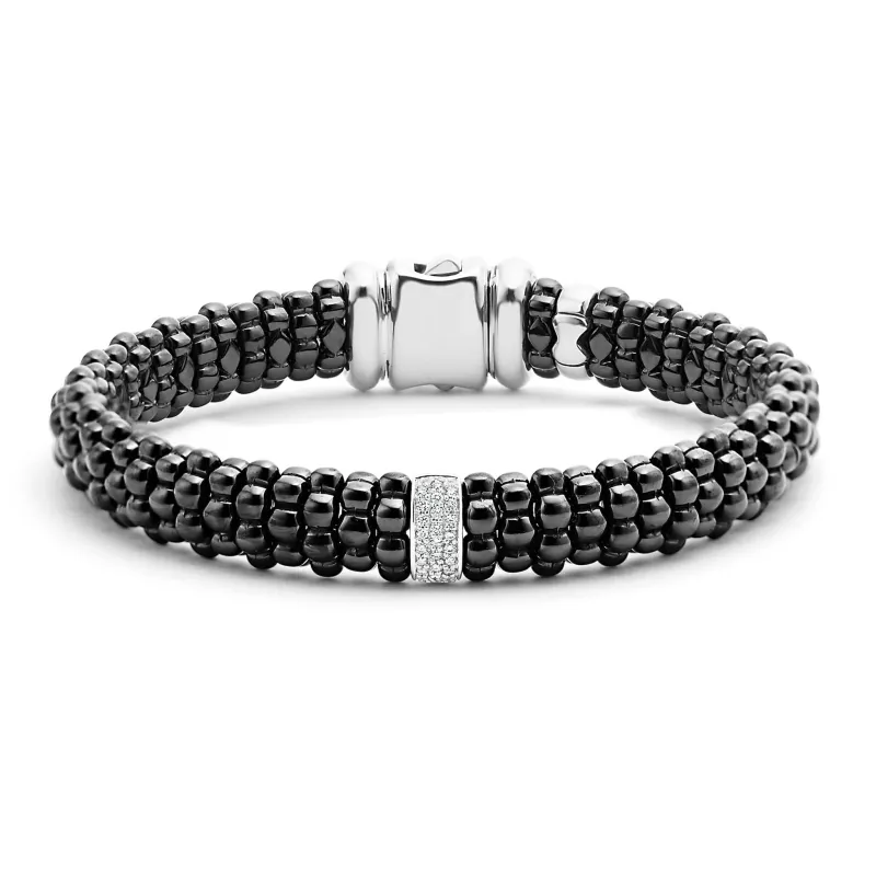 Black Caviar Single Station Ceramic Diamond Bracelet | 9mm sold by LAGOS