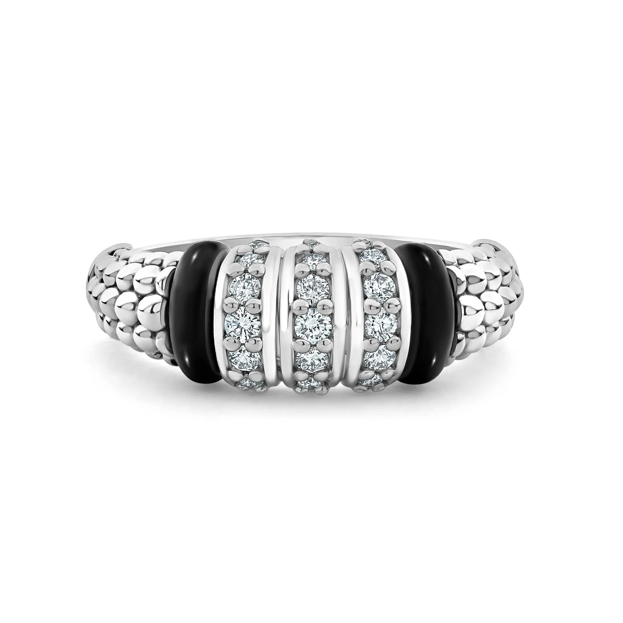 Black Caviar Three Station Diamond Ceramic Caviar Ring sold by LAGOS product image thumbnail 3
