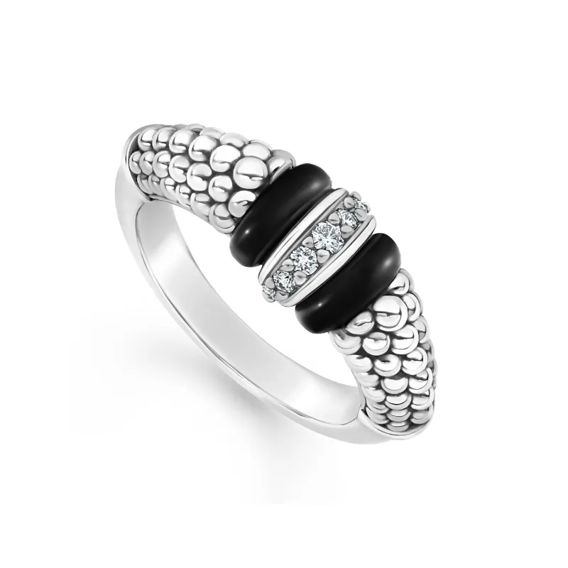 Black Caviar Black Ceramic and Caviar Diamond Ring sold by LAGOS