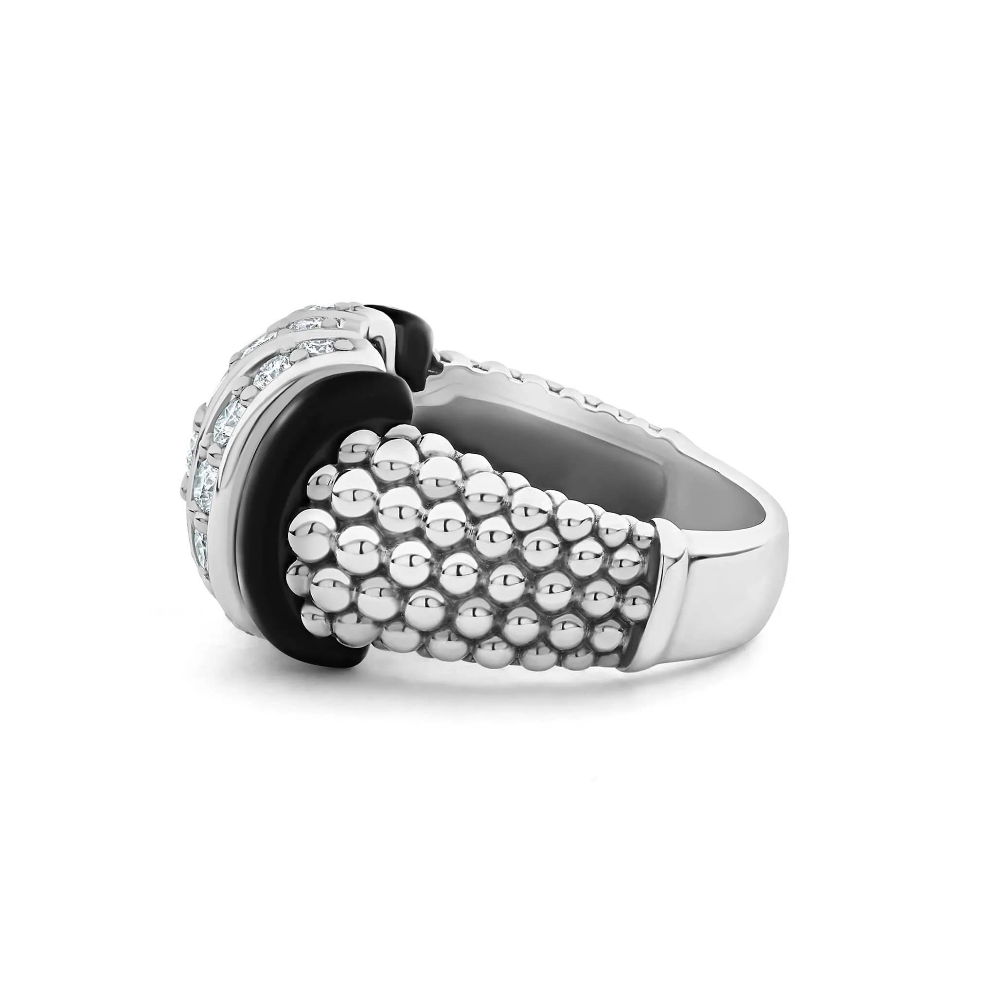 Black Caviar Black Three Station Ceramic Caviar Diamond Ring sold by LAGOS product image thumbnail 4