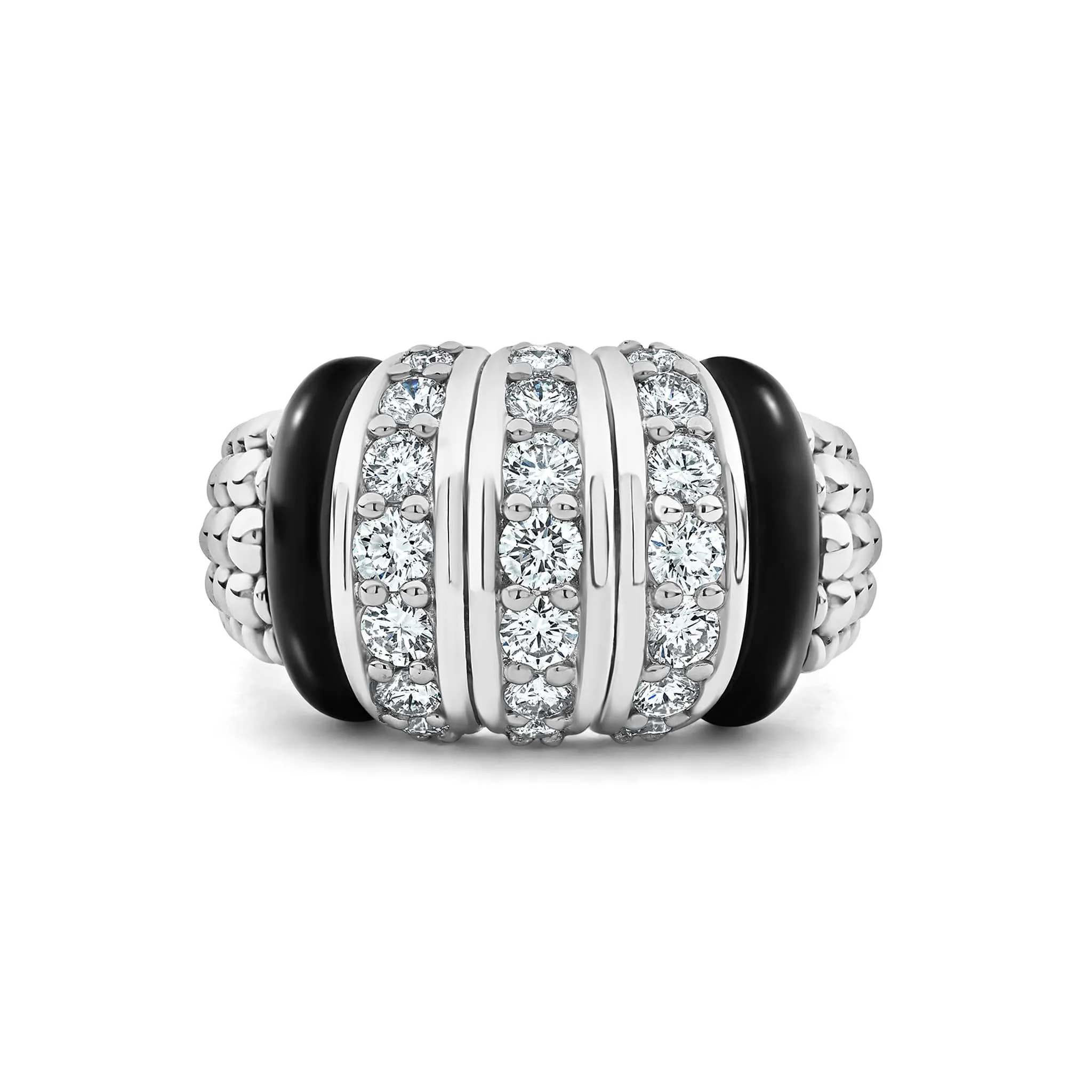 Black Caviar Black Three Station Ceramic Caviar Diamond Ring sold by LAGOS product image thumbnail 3