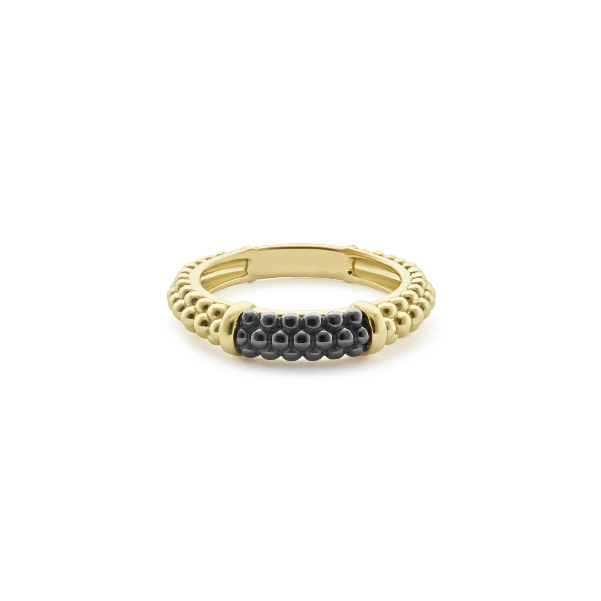 Black Caviar Ceramic 18K Gold Caviar Stacking Ring sold by LAGOS product image thumbnail 3