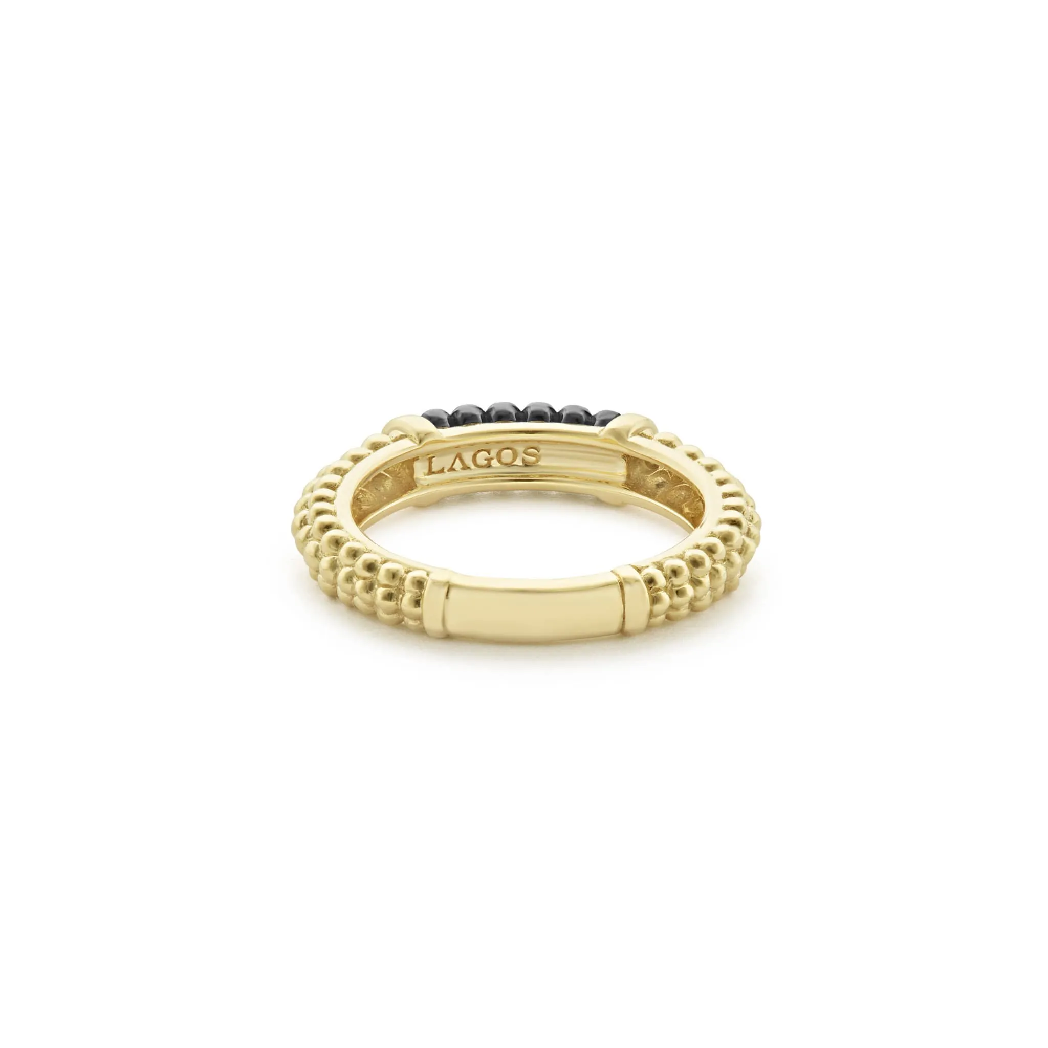 Black Caviar Ceramic 18K Gold Caviar Stacking Ring sold by LAGOS product image thumbnail 5