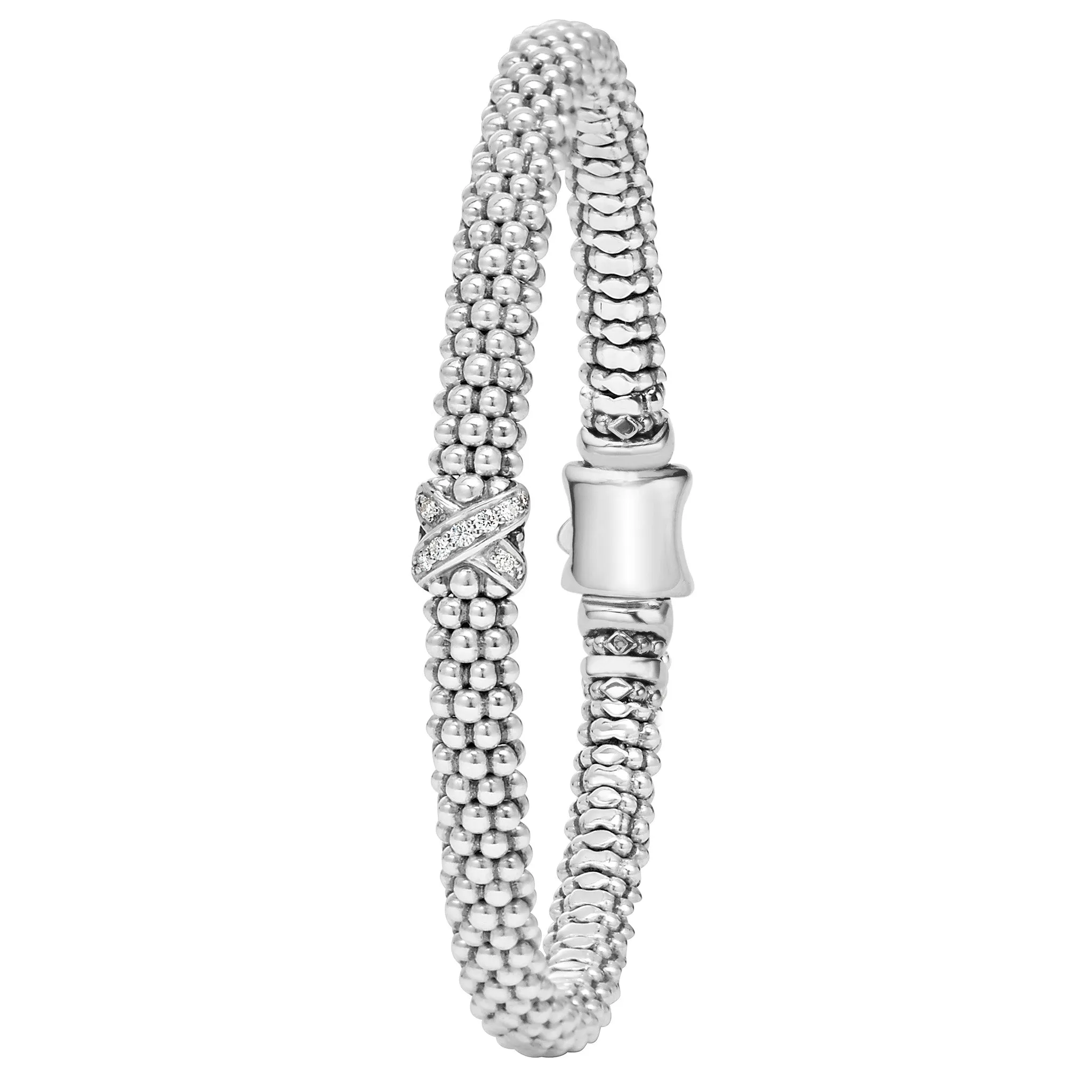 Embrace Single Station X Silver Diamond Bracelet | 6mm sold by LAGOS product image thumbnail 3
