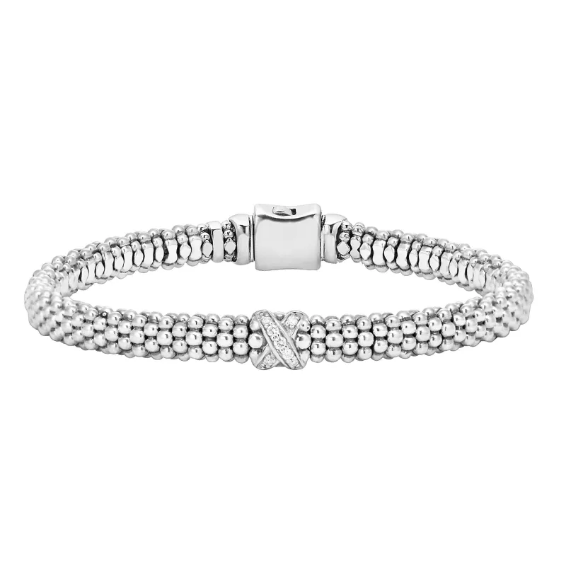 Embrace Single Station X Silver Diamond Bracelet | 6mm sold by LAGOS