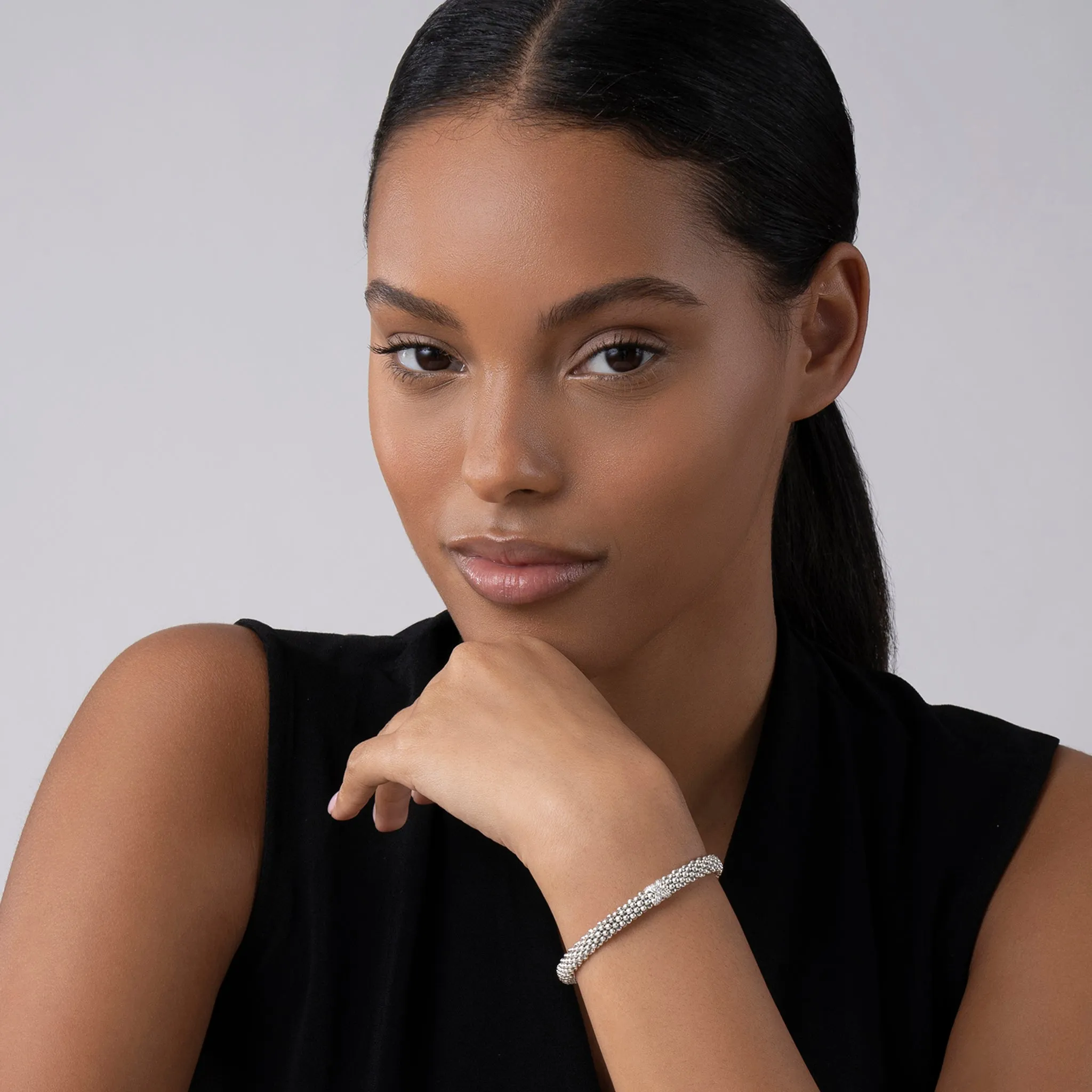 Embrace Single Station X Silver Diamond Bracelet | 6mm sold by LAGOS product image thumbnail 2