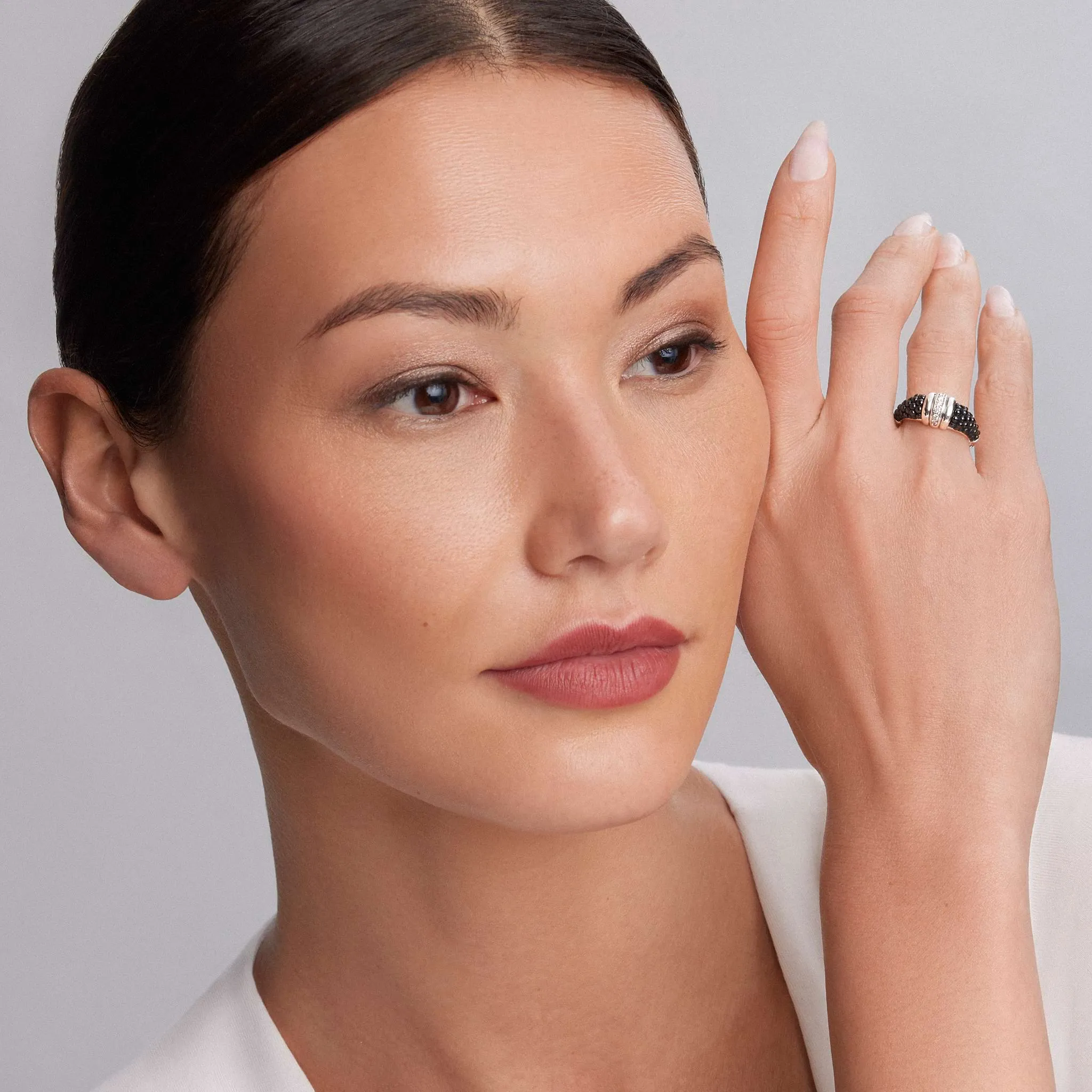 Black Caviar Black Ceramic Diamond Stacking Ring sold by LAGOS product image thumbnail 2