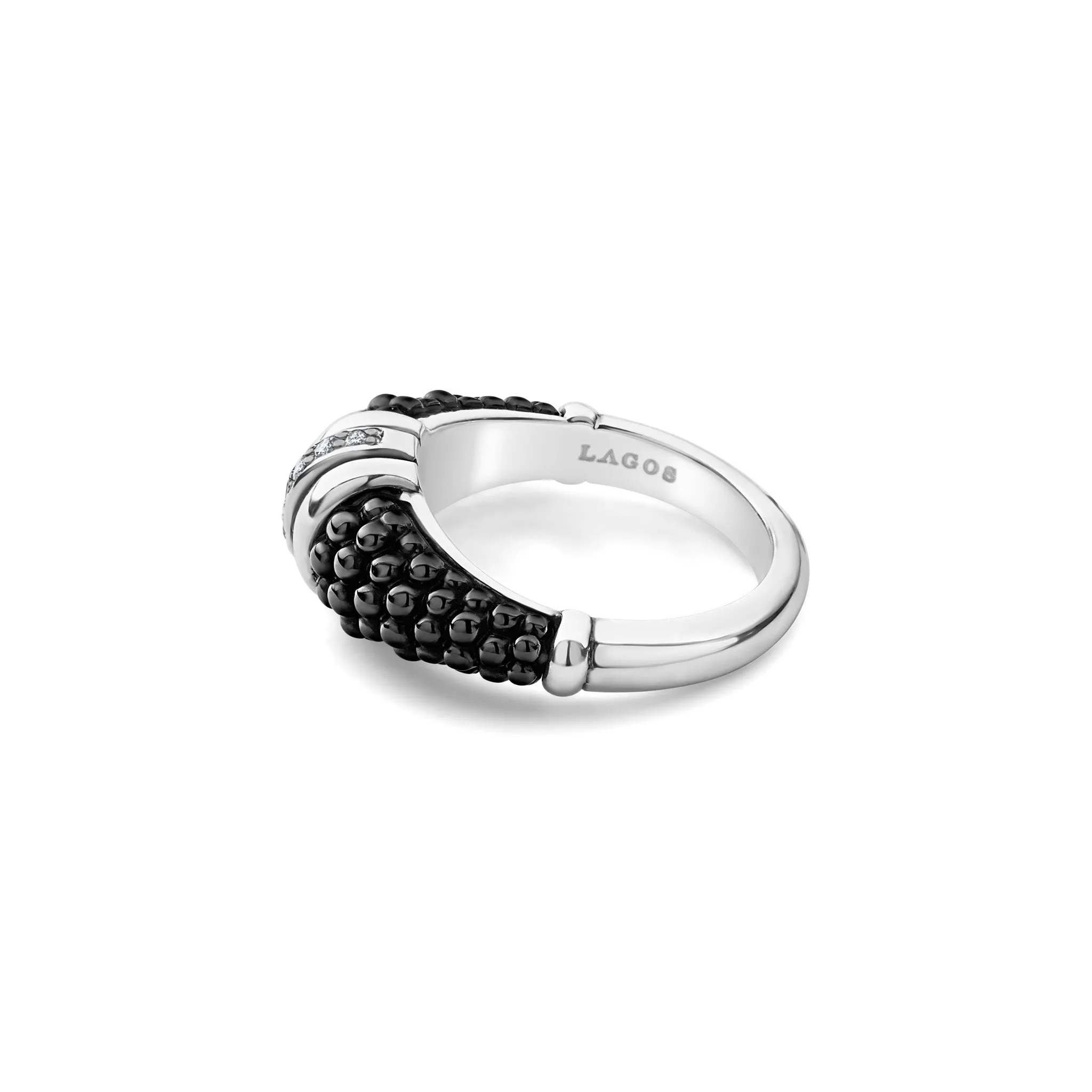Black Caviar Black Ceramic Diamond Stacking Ring sold by LAGOS product image thumbnail 4