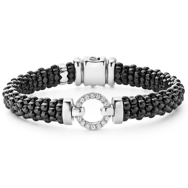 Black Caviar Black Ceramic Diamond Circle Bracelet | 9mm sold by LAGOS