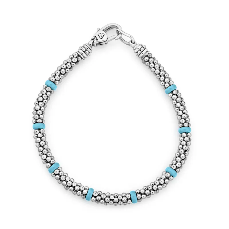 Blue Caviar Eight Ceramic Station Beaded Bracelet | 5mm sold by LAGOS