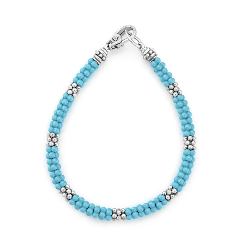 Blue Caviar Seven Silver Station Ceramic Bracelet | 5mm sold by LAGOS