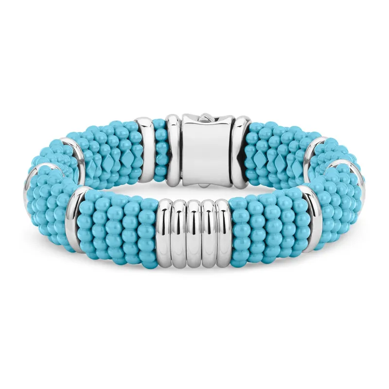 Blue Caviar Statement Ceramic Beaded Bracelet | 15mm sold by LAGOS