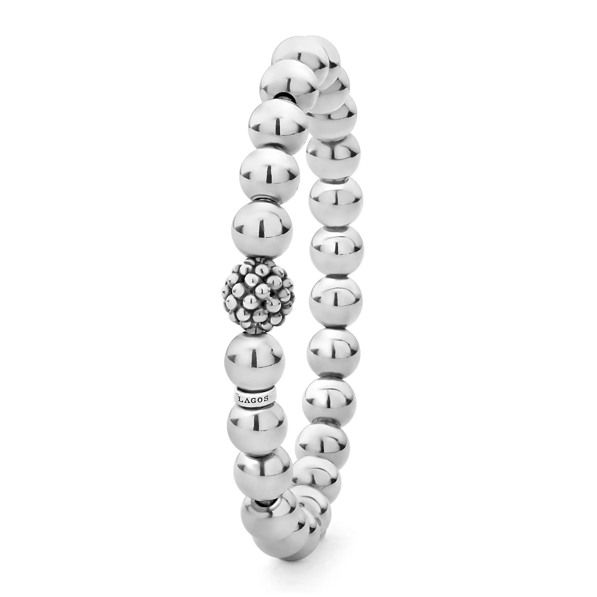 Signature Caviar Stretch Silver Bead Bracelet sold by LAGOS product image thumbnail 4