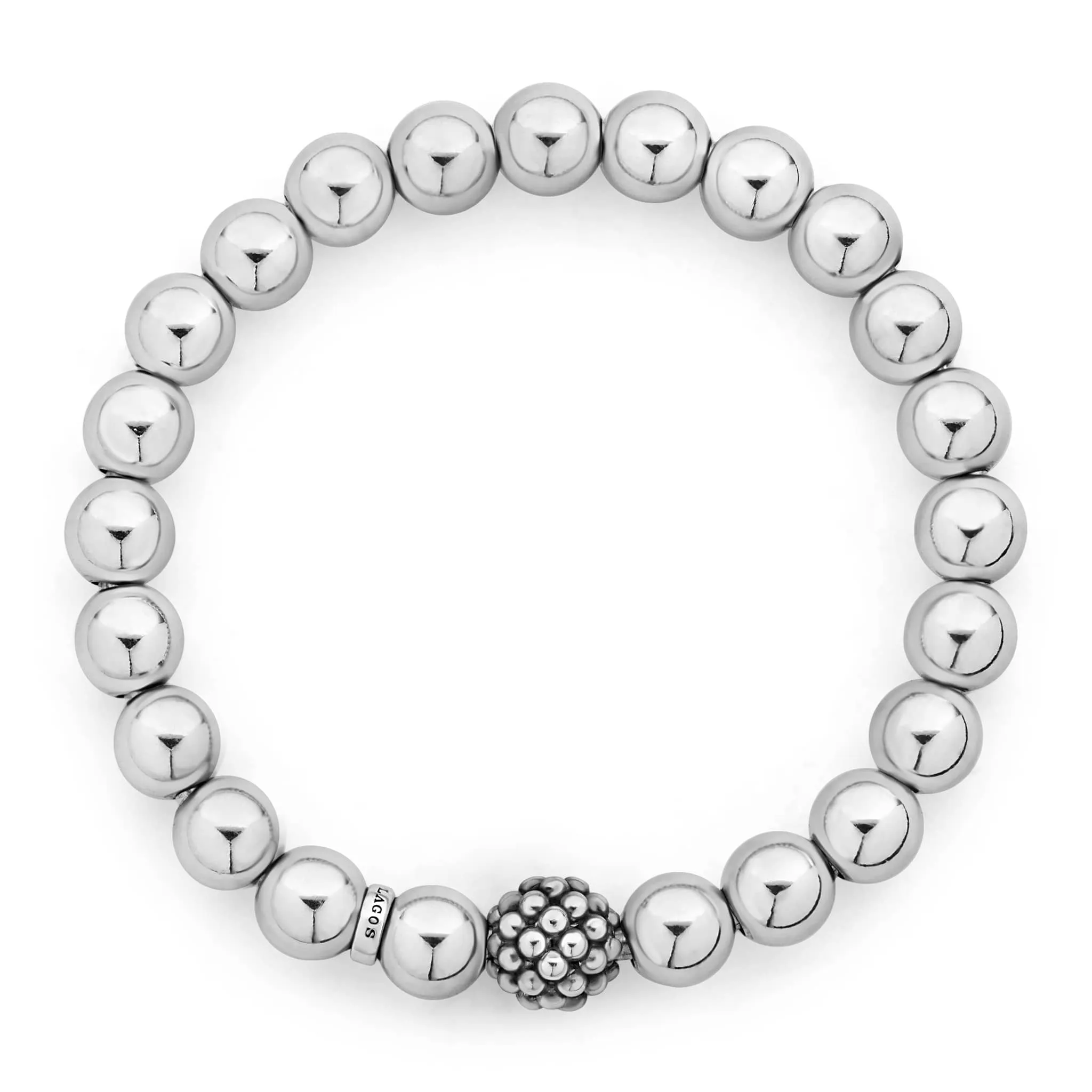 Signature Caviar Stretch Silver Bead Bracelet sold by LAGOS product image thumbnail 3