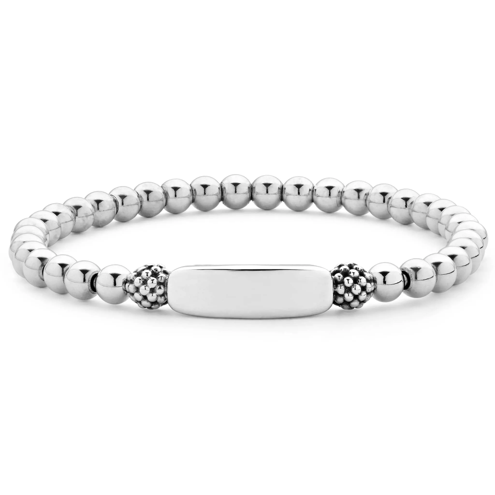 Signature Caviar Silver Station Stretch Bead Bracelet sold by LAGOS