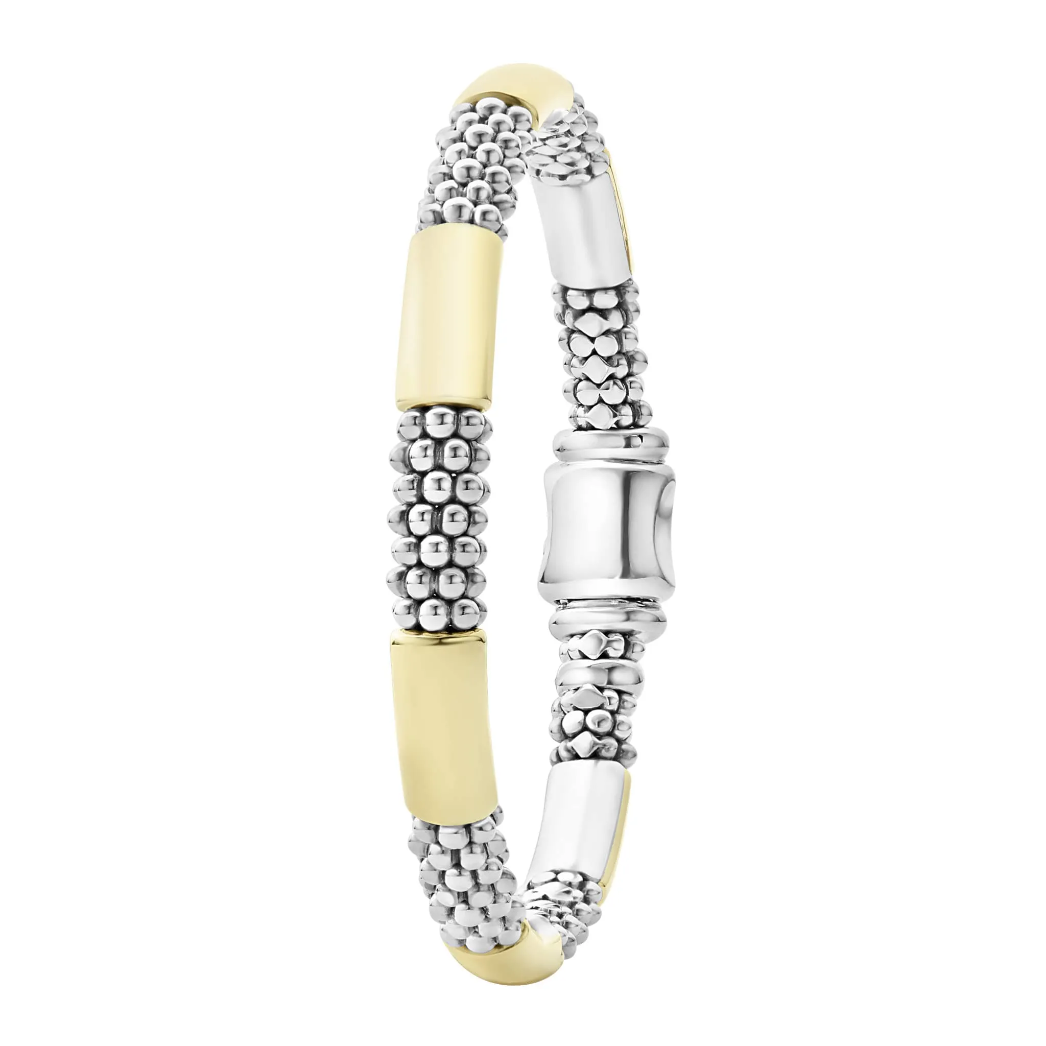 High Bar Two-Tone Station Caviar Bracelet | 6mm sold by LAGOS product image thumbnail 3