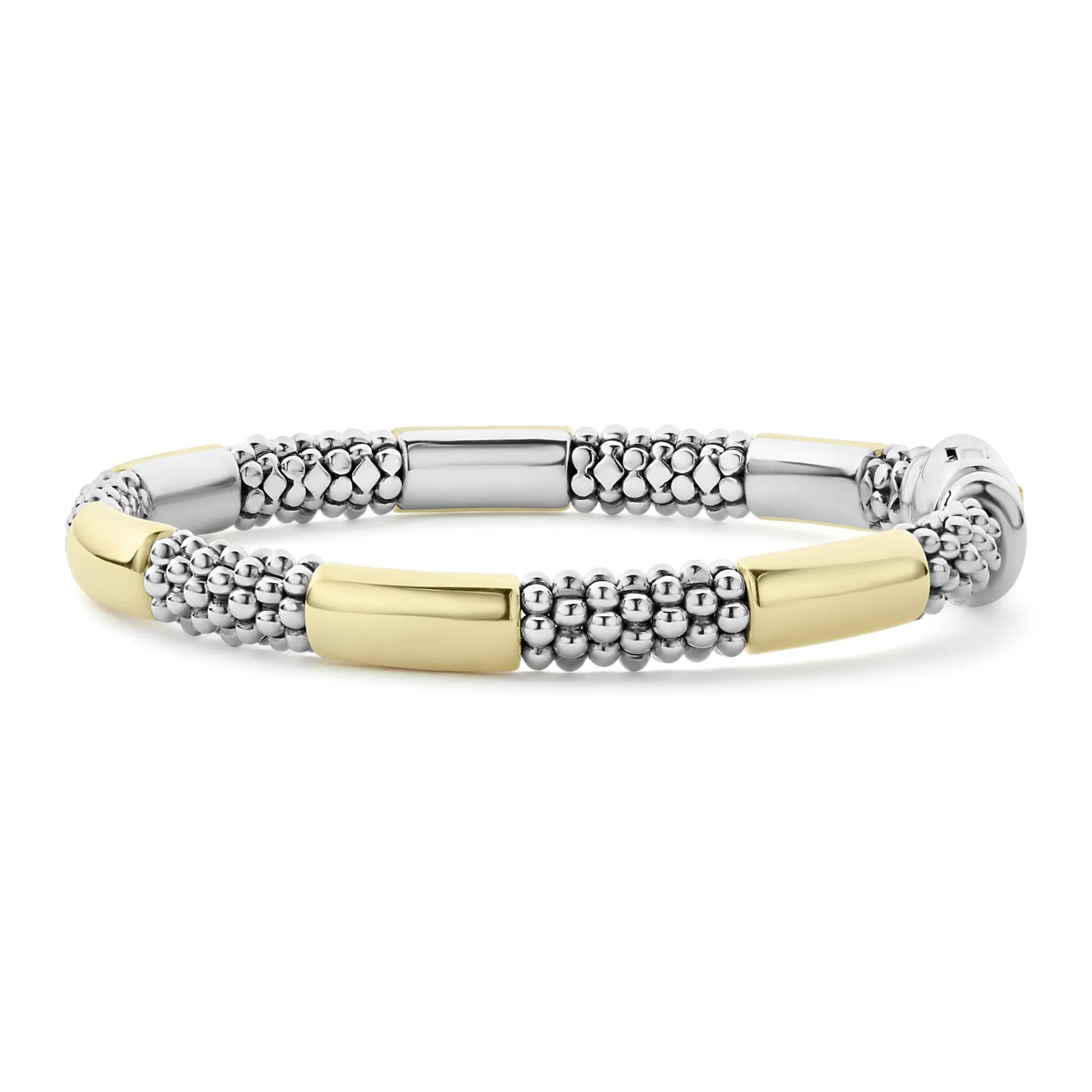 High Bar Two-Tone Station Caviar Bracelet | 6mm sold by LAGOS product image thumbnail 4