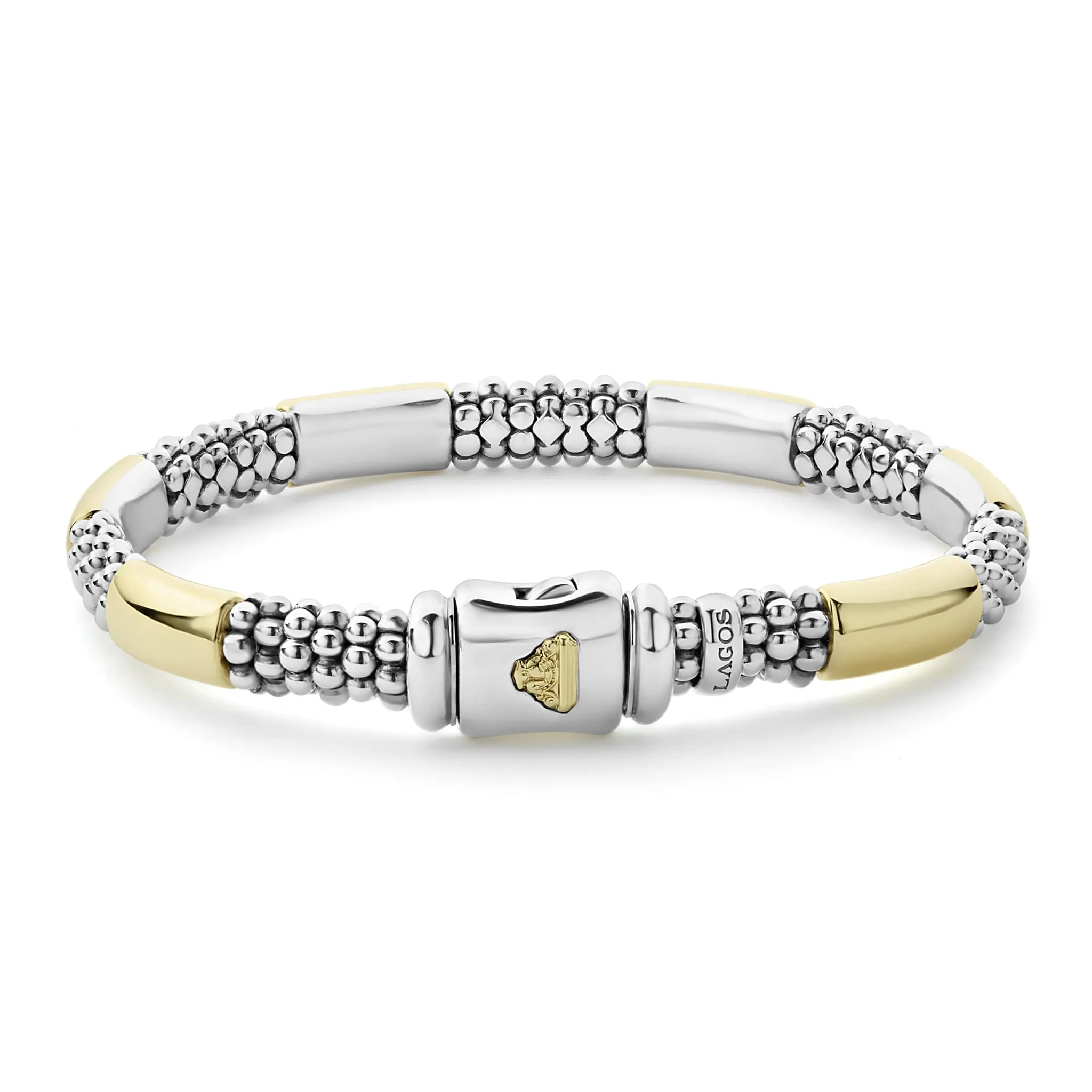 High Bar Two-Tone Station Caviar Bracelet | 6mm sold by LAGOS product image thumbnail 5