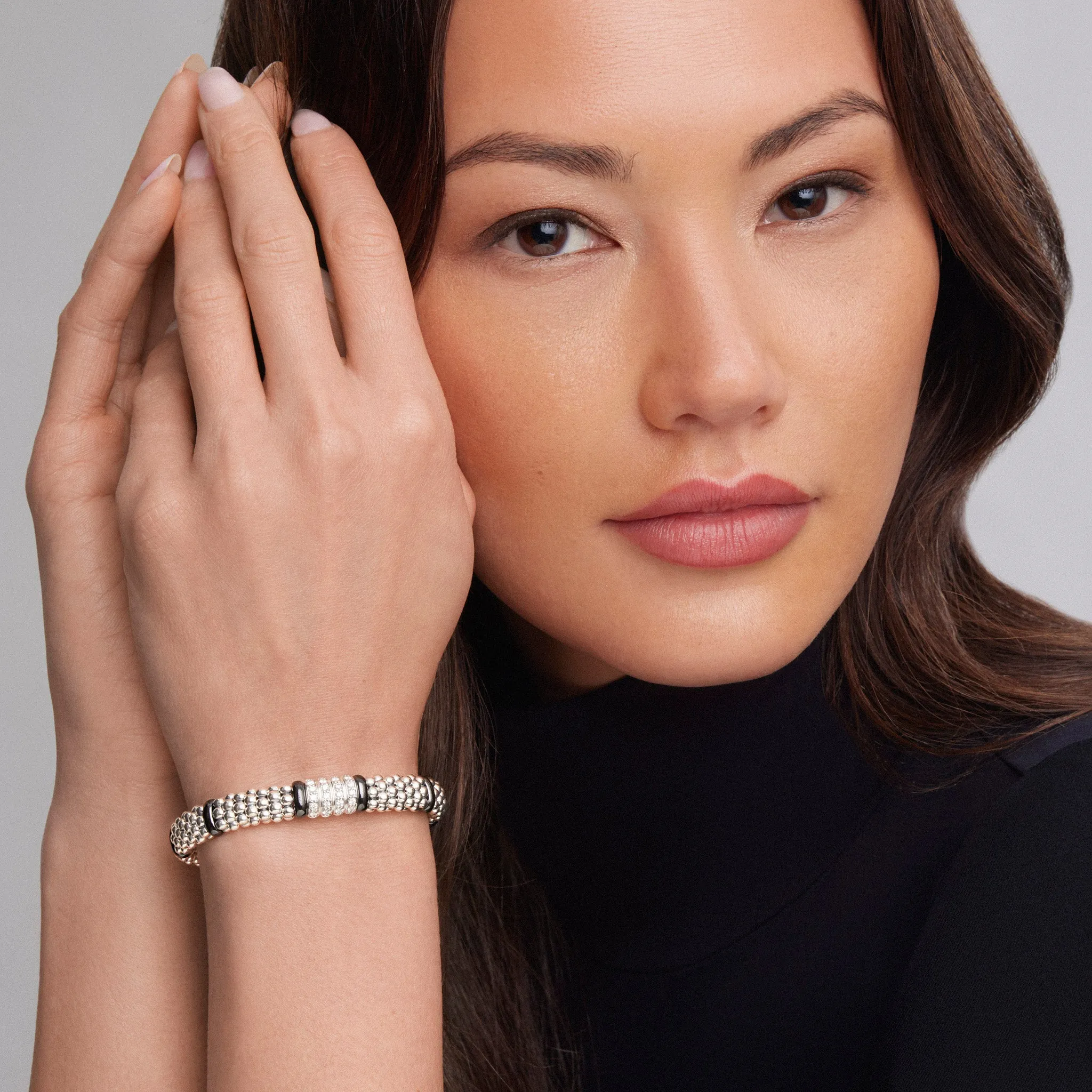 Black Caviar Black Four Station Diamond Caviar Bracelet | 9mm sold by LAGOS product image thumbnail 2