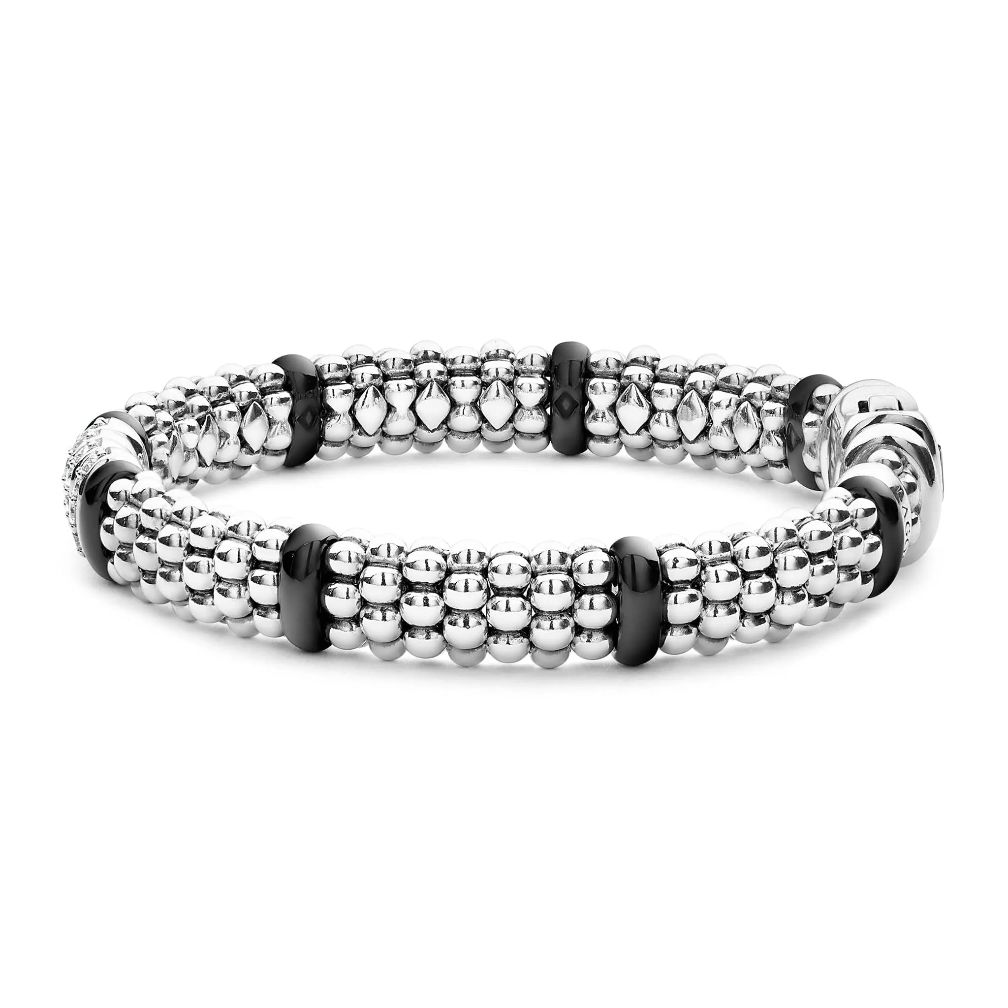 Black Caviar Black Four Station Diamond Caviar Bracelet | 9mm sold by LAGOS product image thumbnail 4