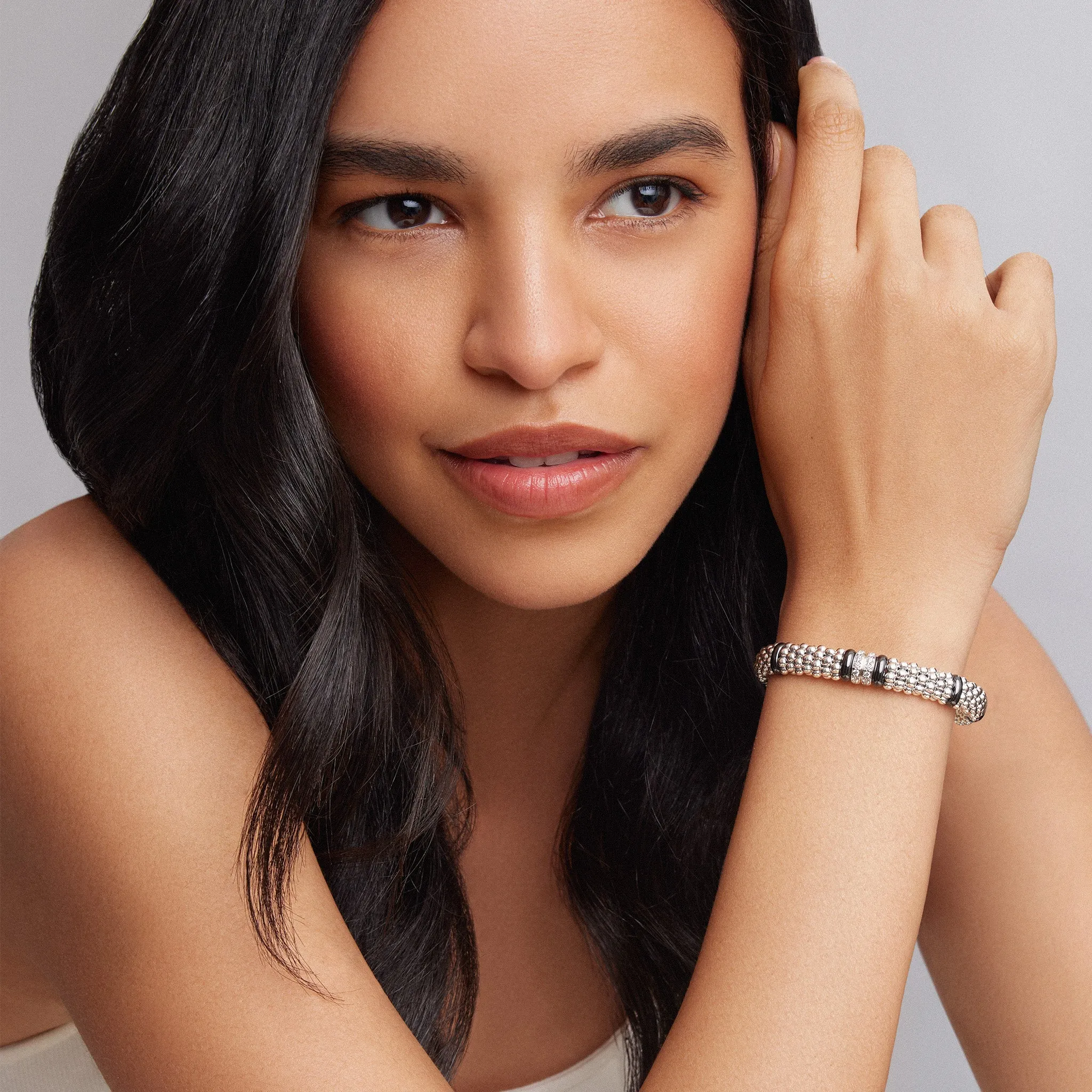 Black Caviar Double Station Diamond Caviar Bracelet | 9mm sold by LAGOS product image thumbnail 2