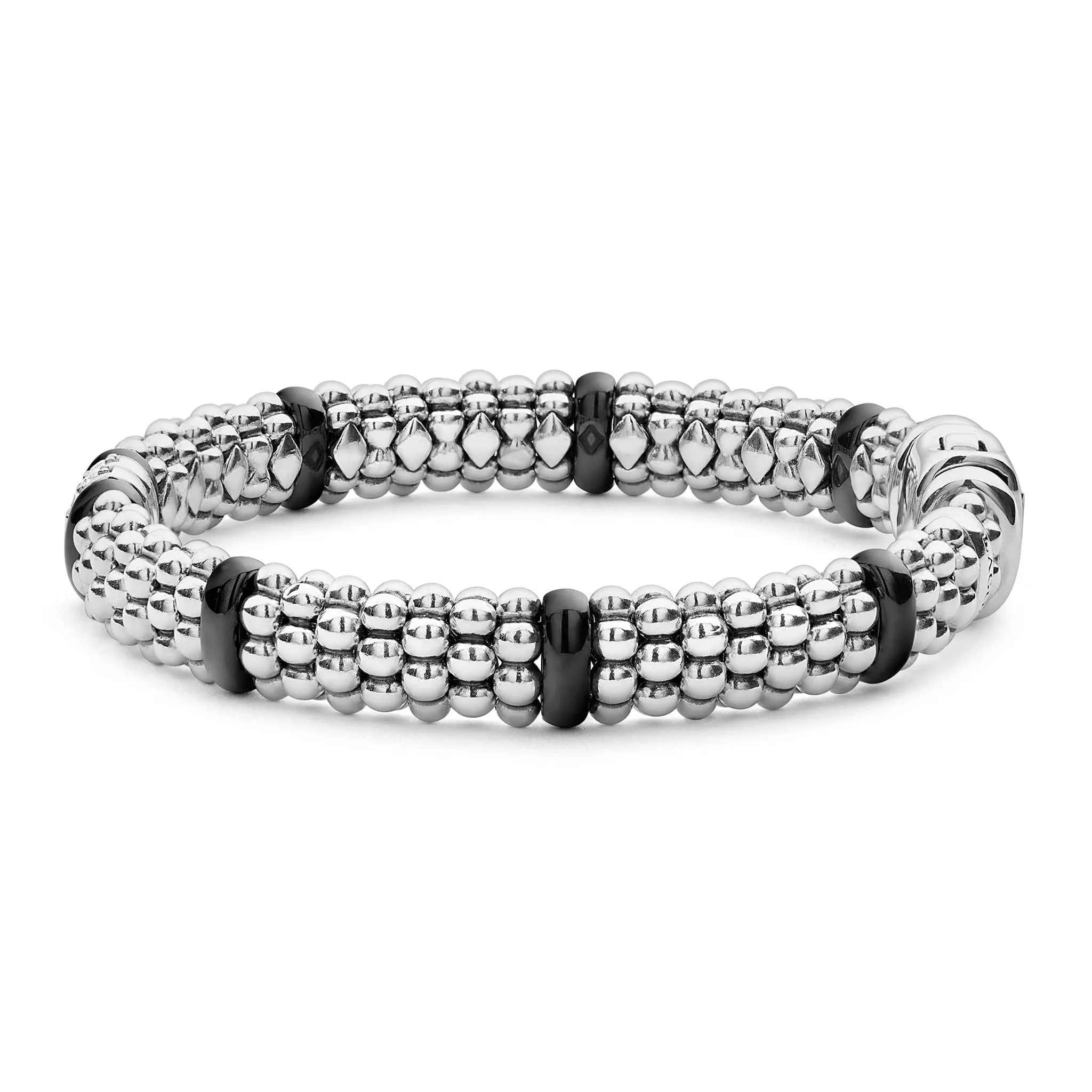 Black Caviar Double Station Diamond Caviar Bracelet | 9mm sold by LAGOS product image thumbnail 4
