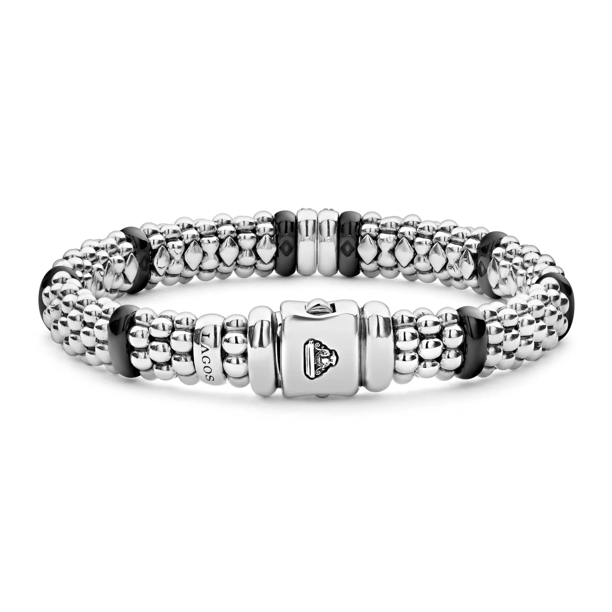 Black Caviar Double Station Diamond Caviar Bracelet | 9mm sold by LAGOS product image thumbnail 5