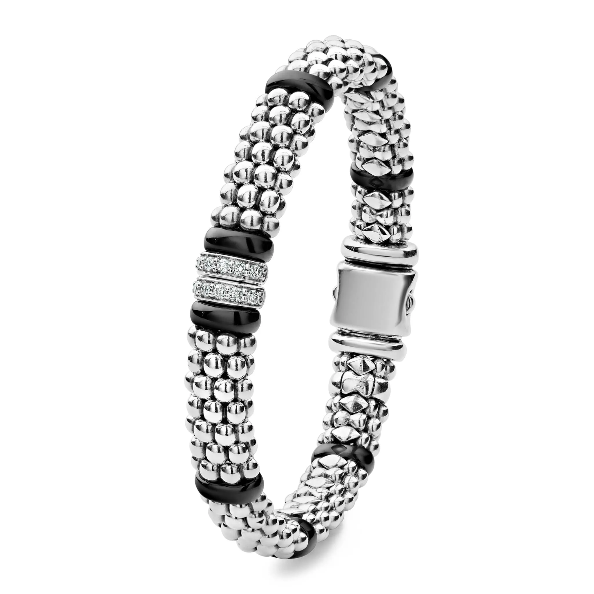 Black Caviar Double Station Diamond Caviar Bracelet | 9mm sold by LAGOS product image thumbnail 3