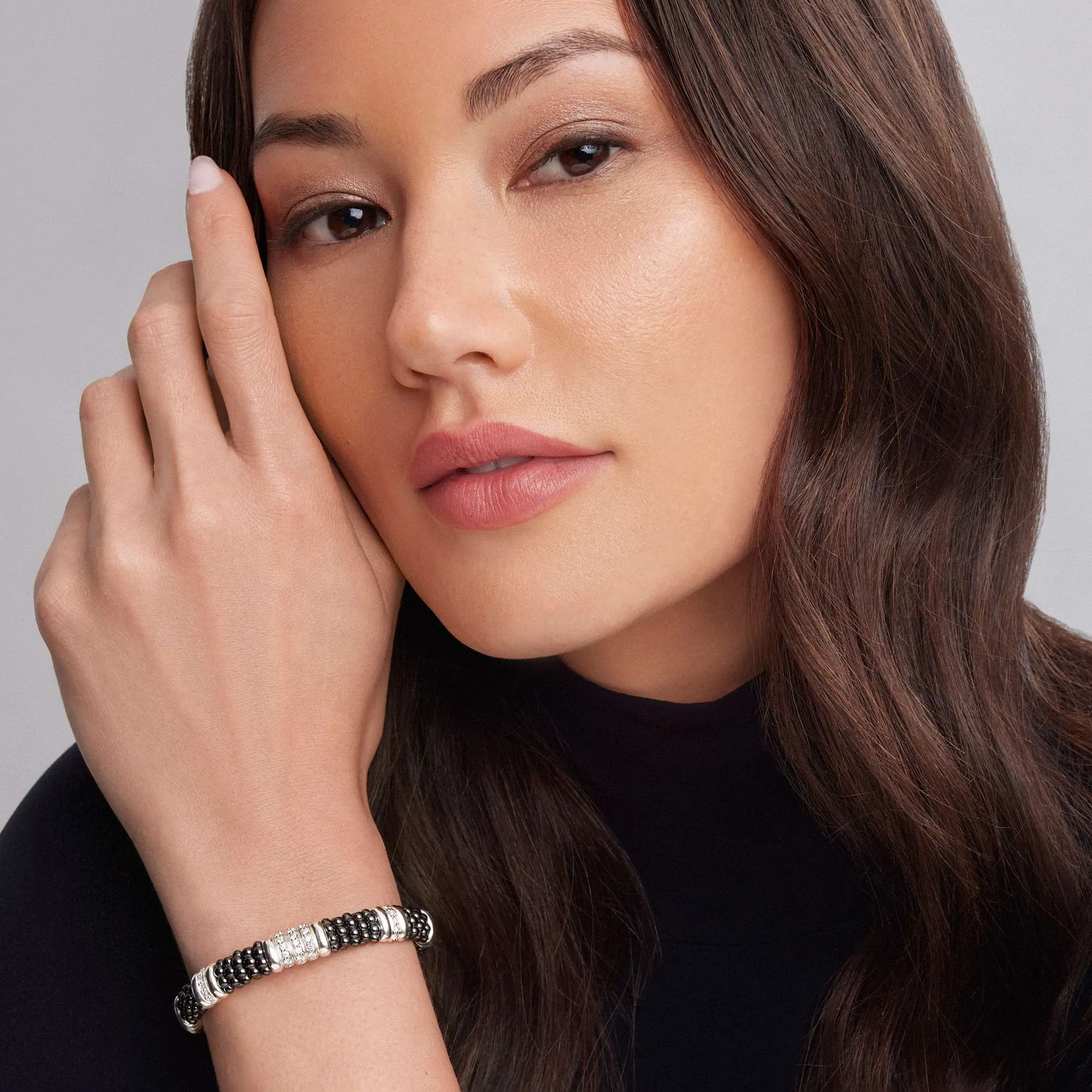 Black Caviar Five Station Ceramic Diamond Bracelet | 9mm sold by LAGOS product image thumbnail 2