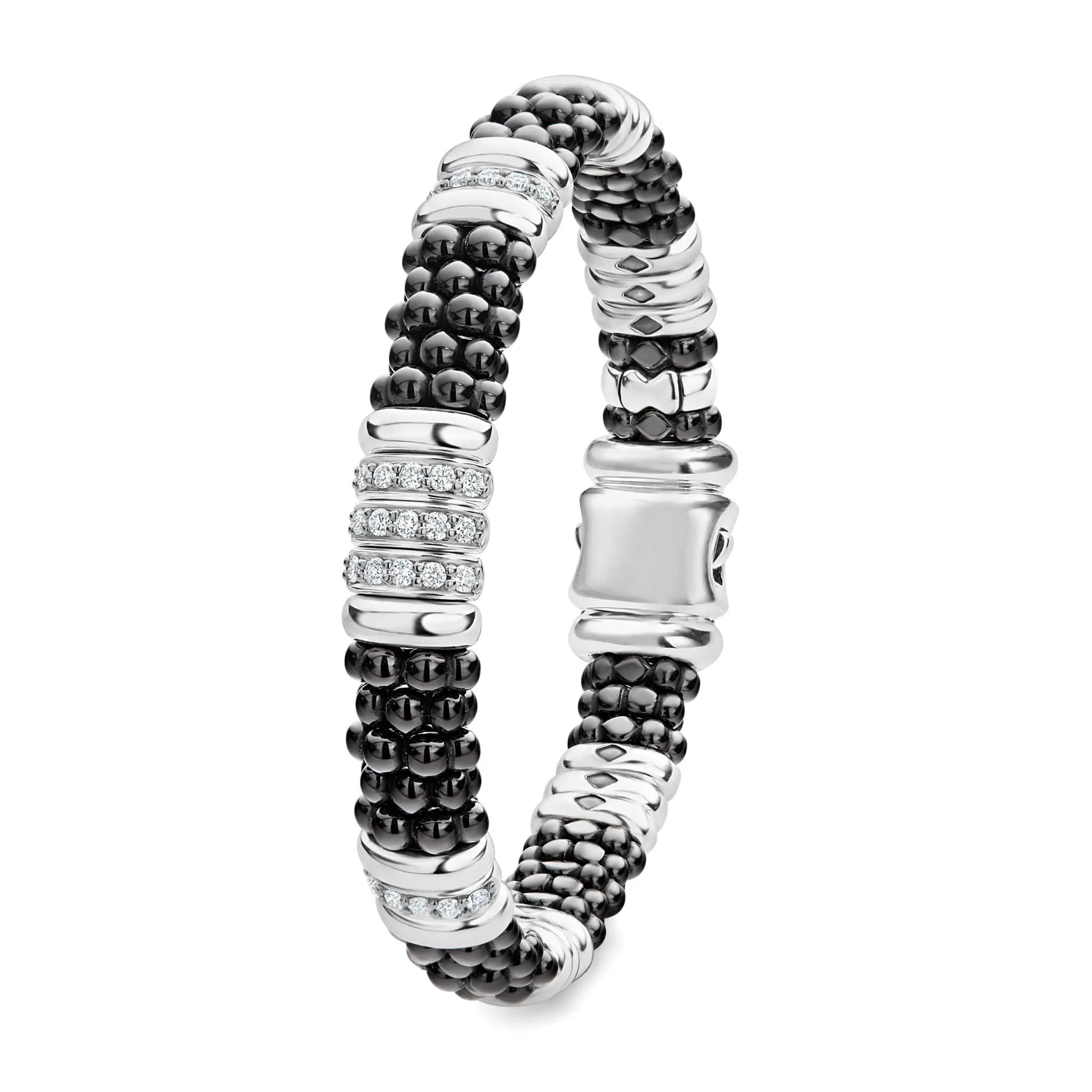 Black Caviar Five Station Ceramic Diamond Bracelet | 9mm sold by LAGOS product image thumbnail 3